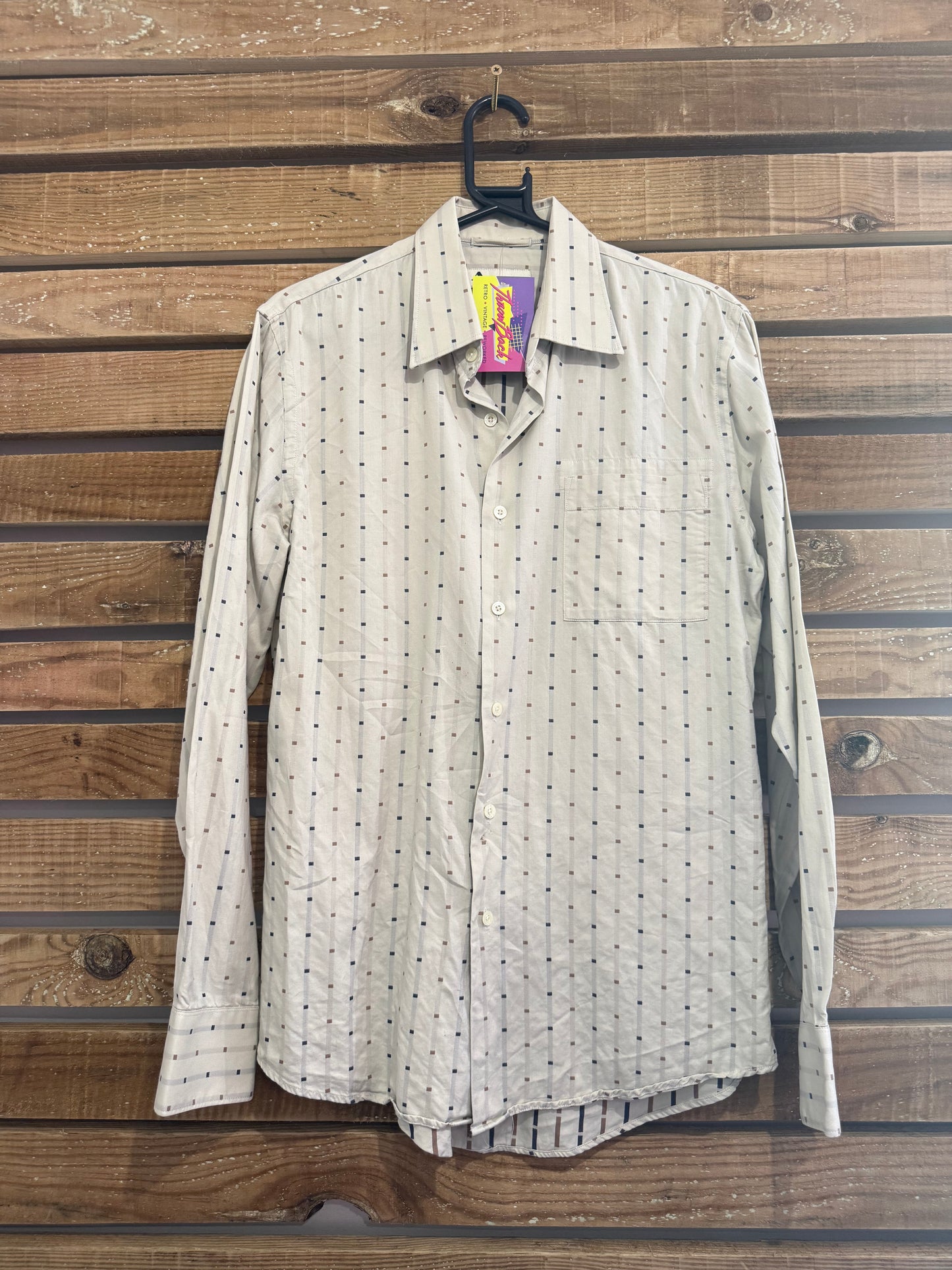 Vintage 80s Aquascutum pattern button up smart shirt. Size Medium.
