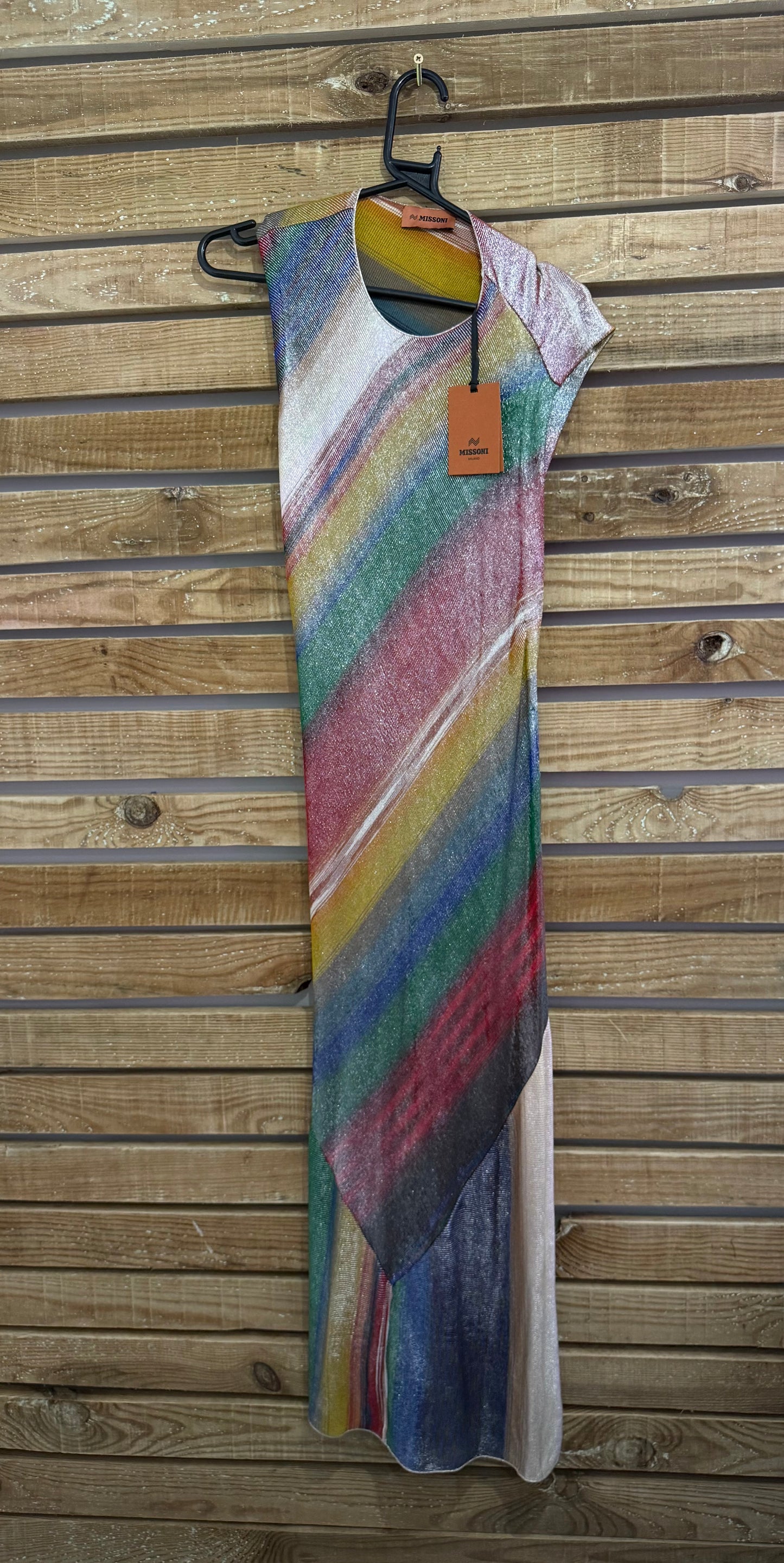 BNWT Missoni multicoloured knit metallic maxi dress. Summer/ beach/ holiday. IT46, free sizing.
