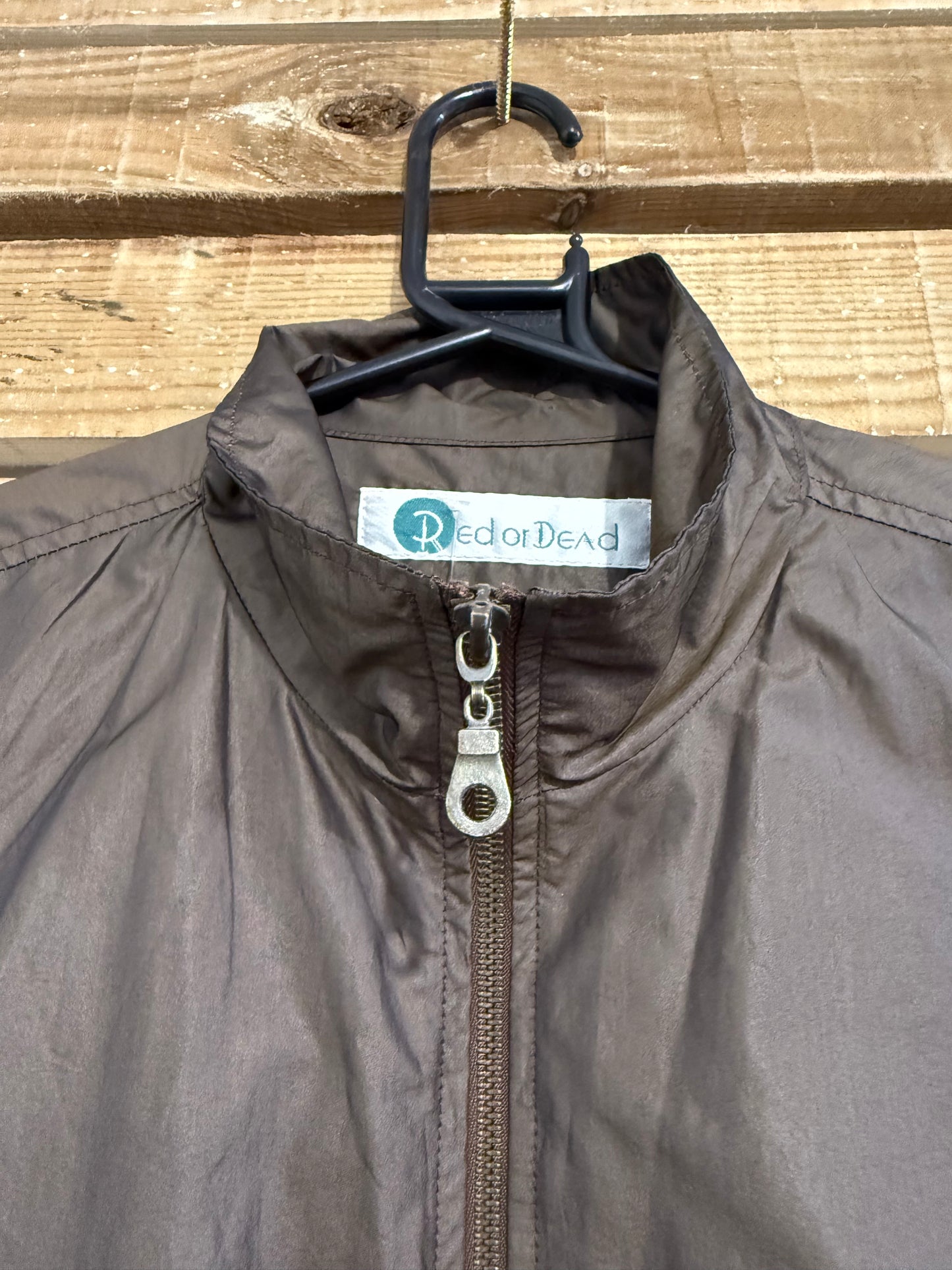 Vintage Y2K RARE Red or Dead metallic harrington jacket. Size Small.