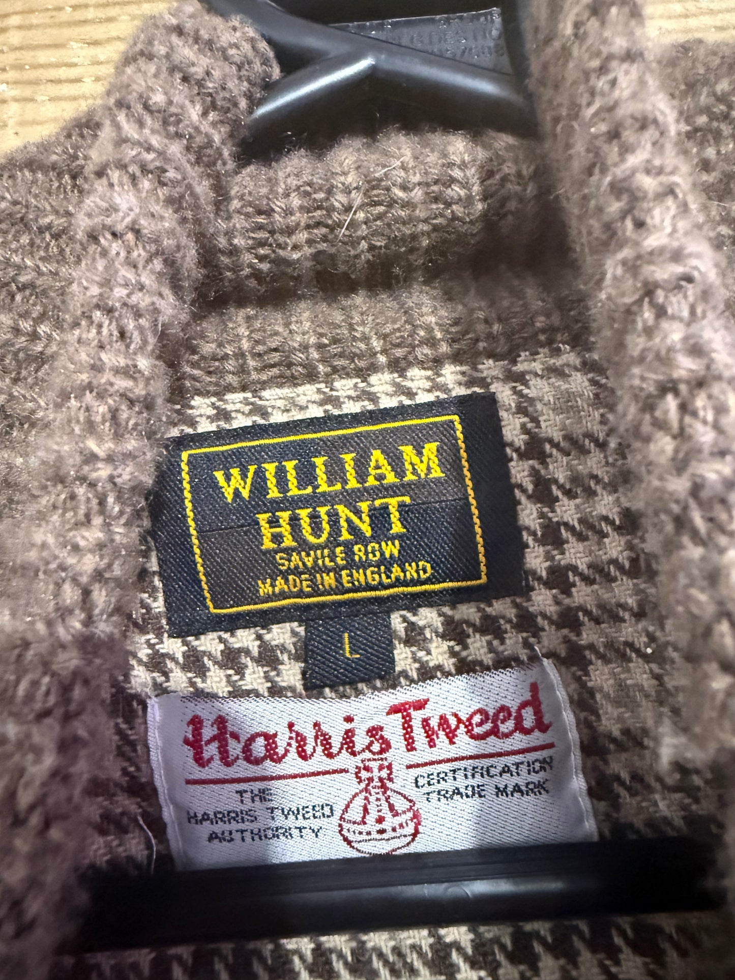William Hunt - Savile Row Harris Tweed lined cardigan/sweater/ jacket. Size Large.