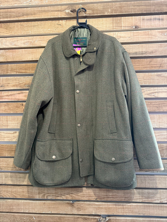 Chrysalis Tweed Wool Field Coat. Outdoors Jacket. Hunting/Country. Green. Size XXL