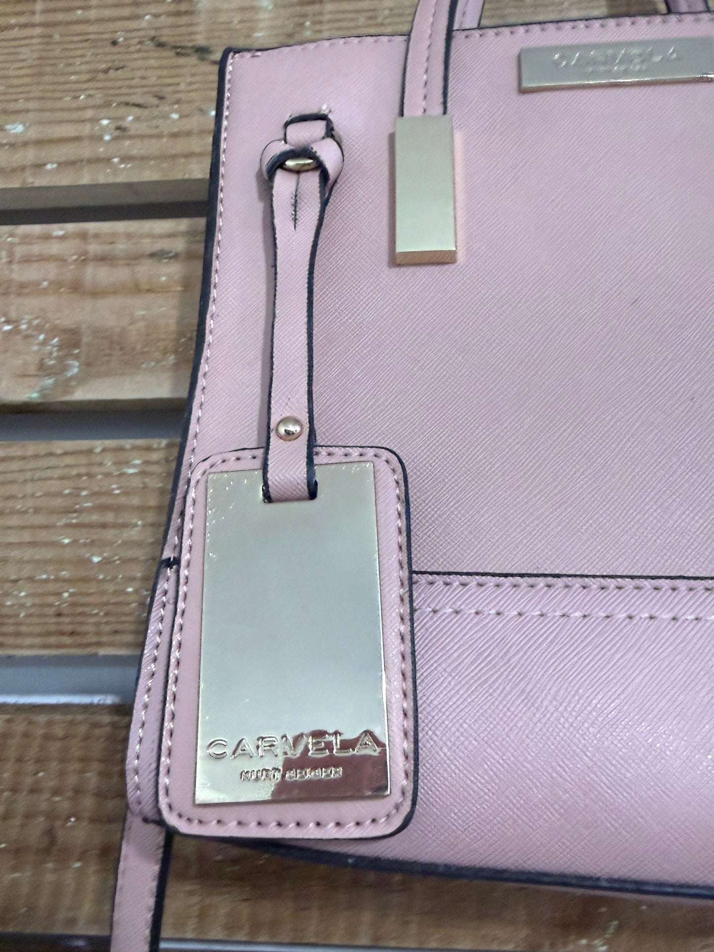 Carvela small tote bag with detachable shoulder strap. Pink.