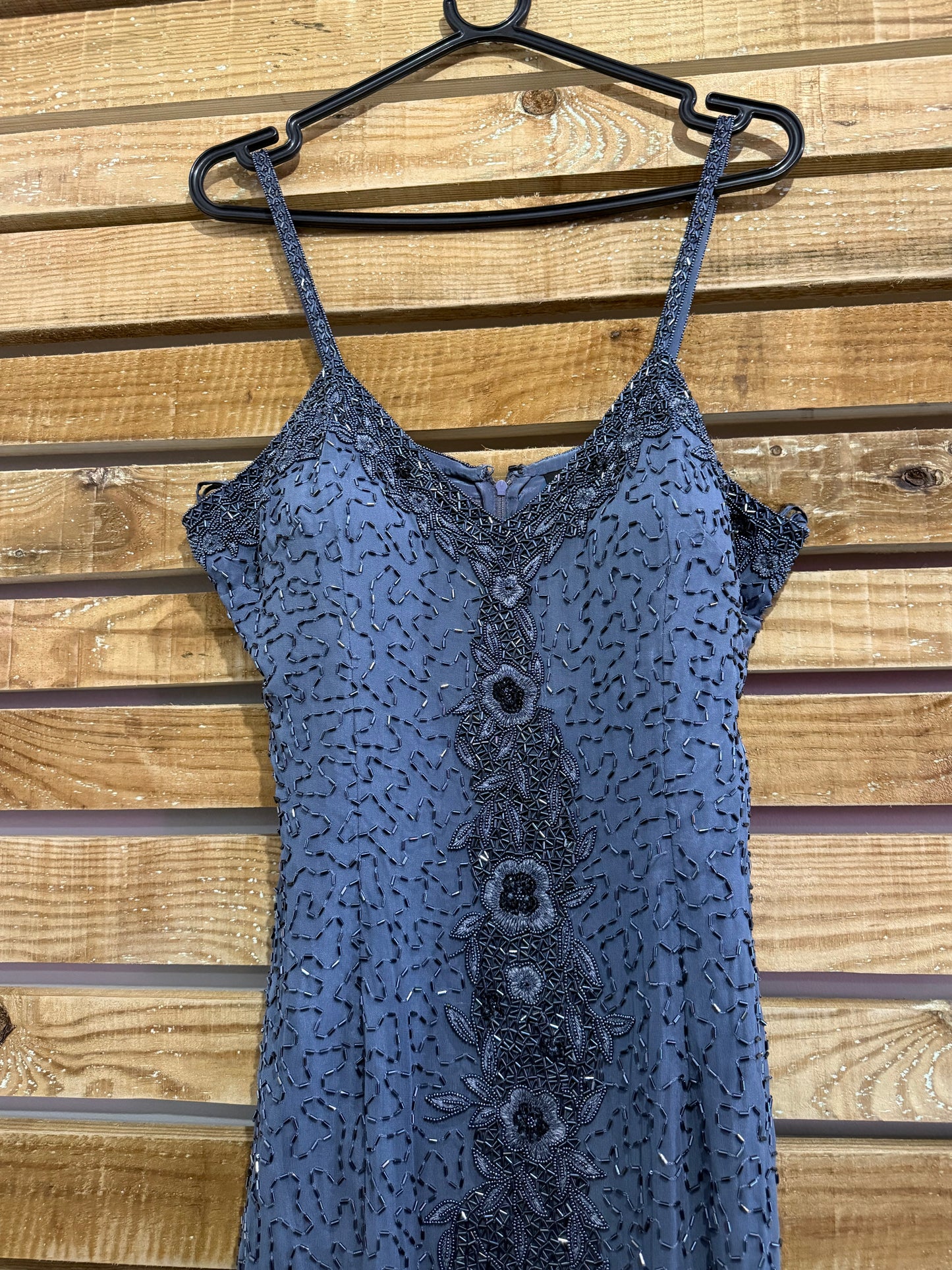 Vintage 80s sequin long maxi dress with front split. Party/ Christmas/ New Year/ Festival. Size 14