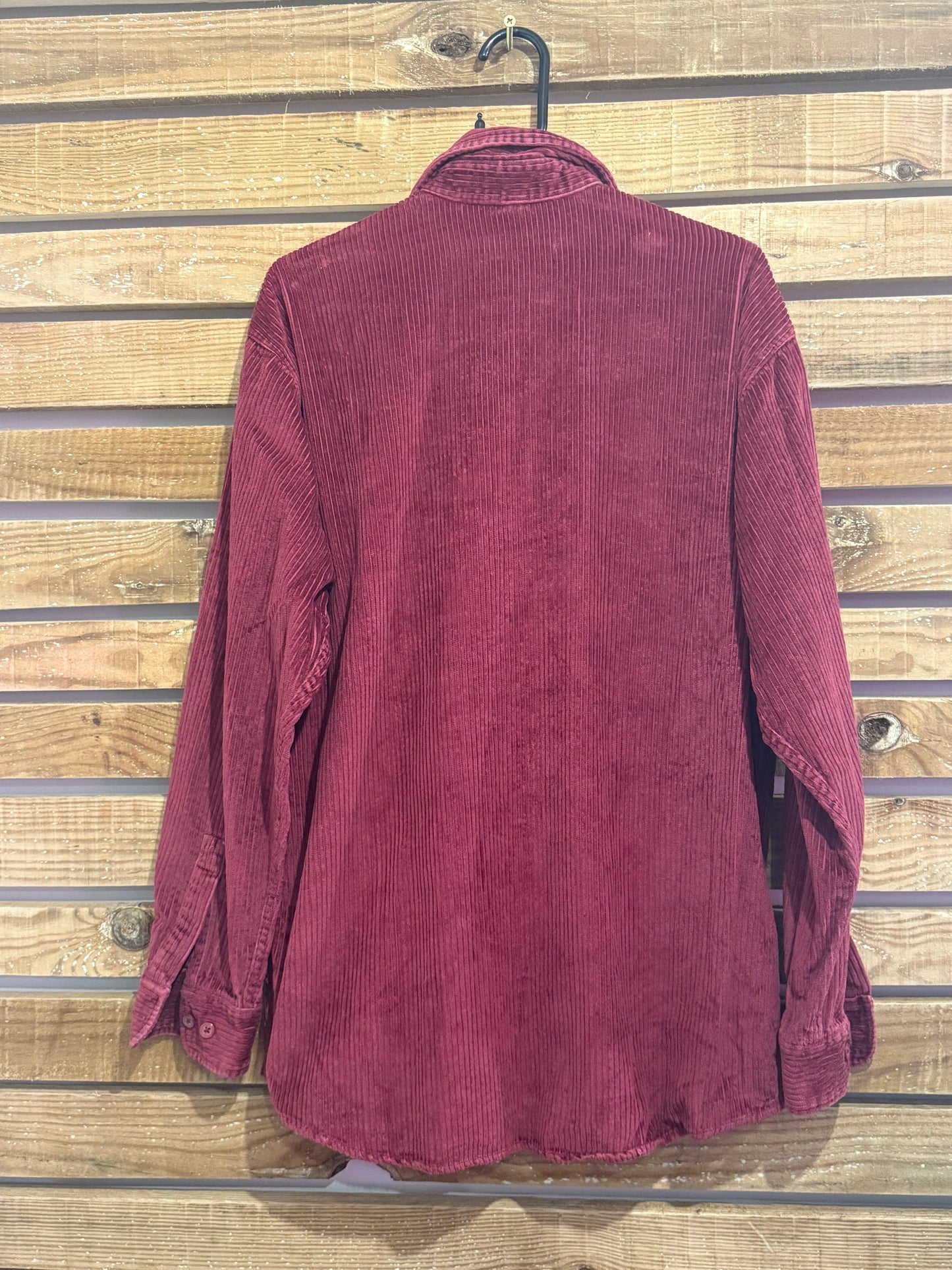 Vintage 90s Le Frog cord/ corduroy shirt. Burgundy. Size Medium.