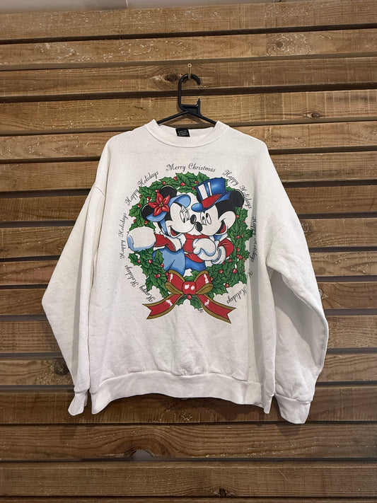 Vintage 80s Disney Mickey Mouse Christmas sweater. USA. Size XL. White. RARE.