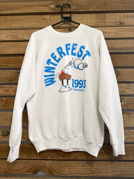 Vintage 90s Winterfest Colorado print Motif Sweater/ Sweatshirt. Size XL. USA. Christmas/ Festive.