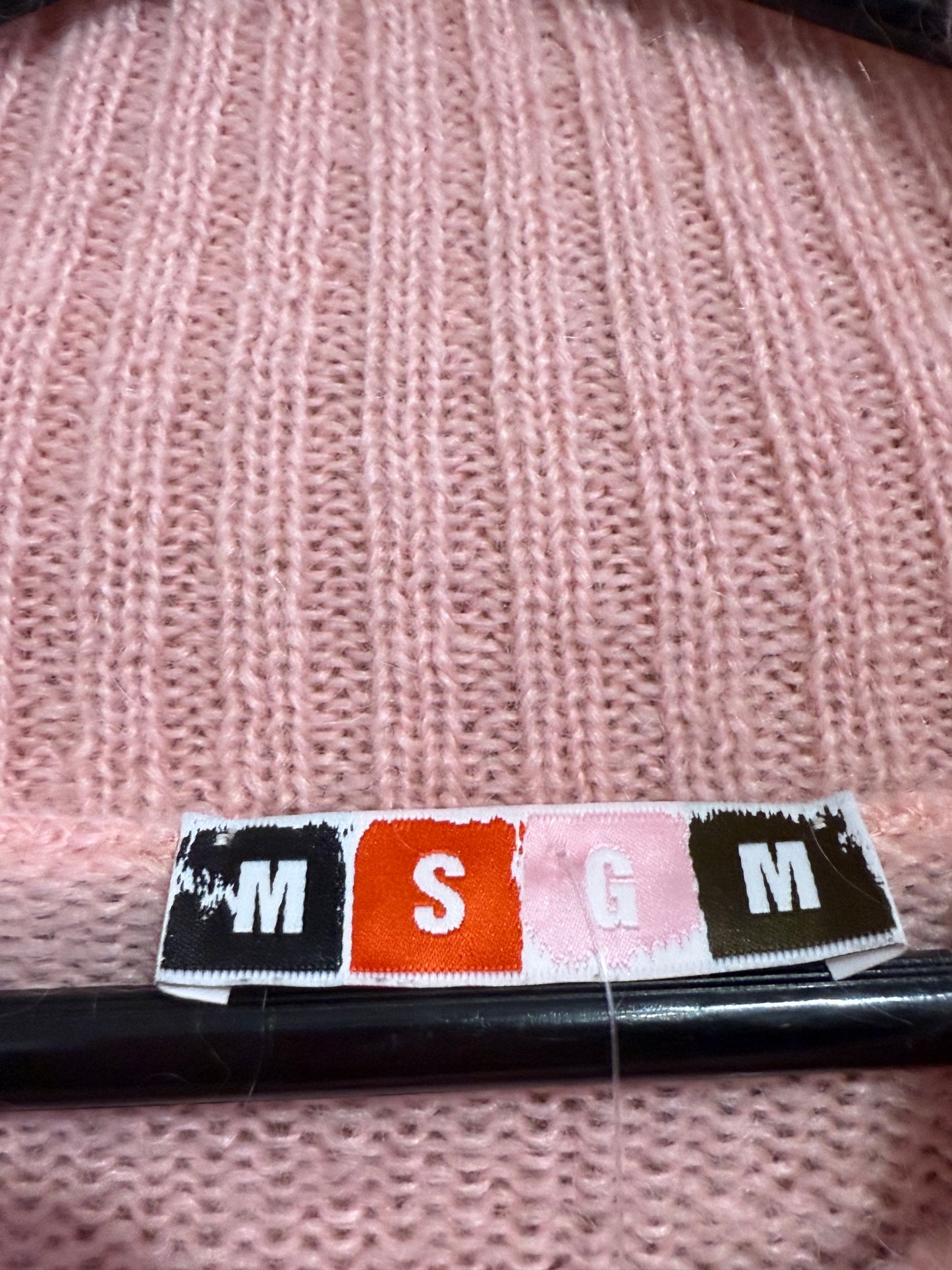 MSGM argyle mohair & wool pattern jumper. Pink. Size Small.