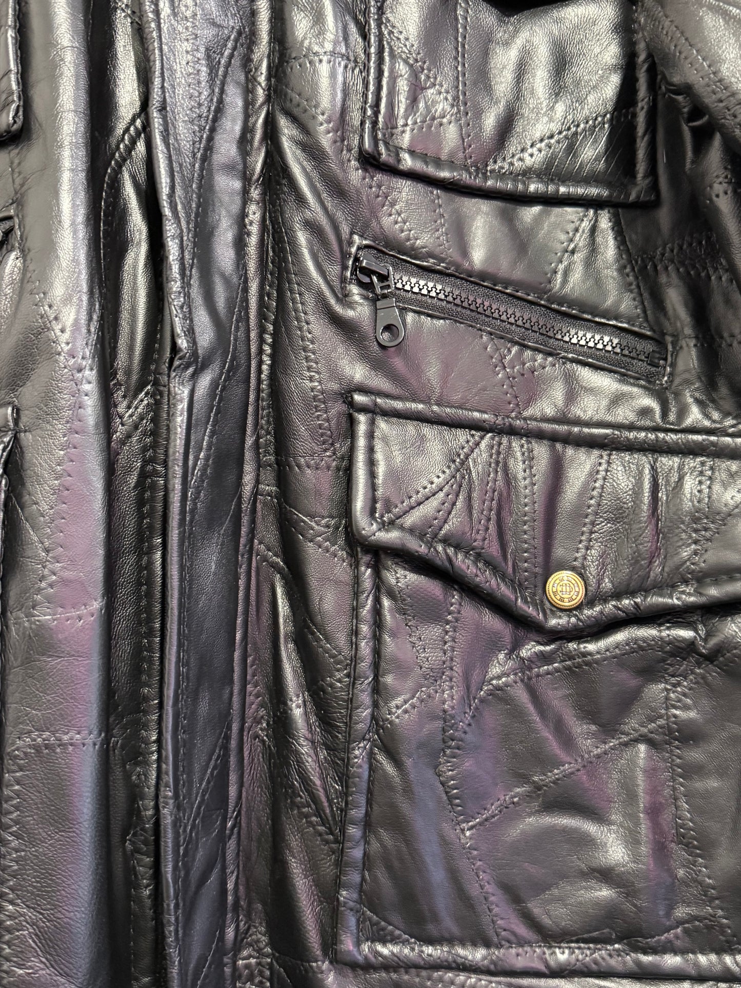 Vintage 90s leather jacket. Black. Size XL.