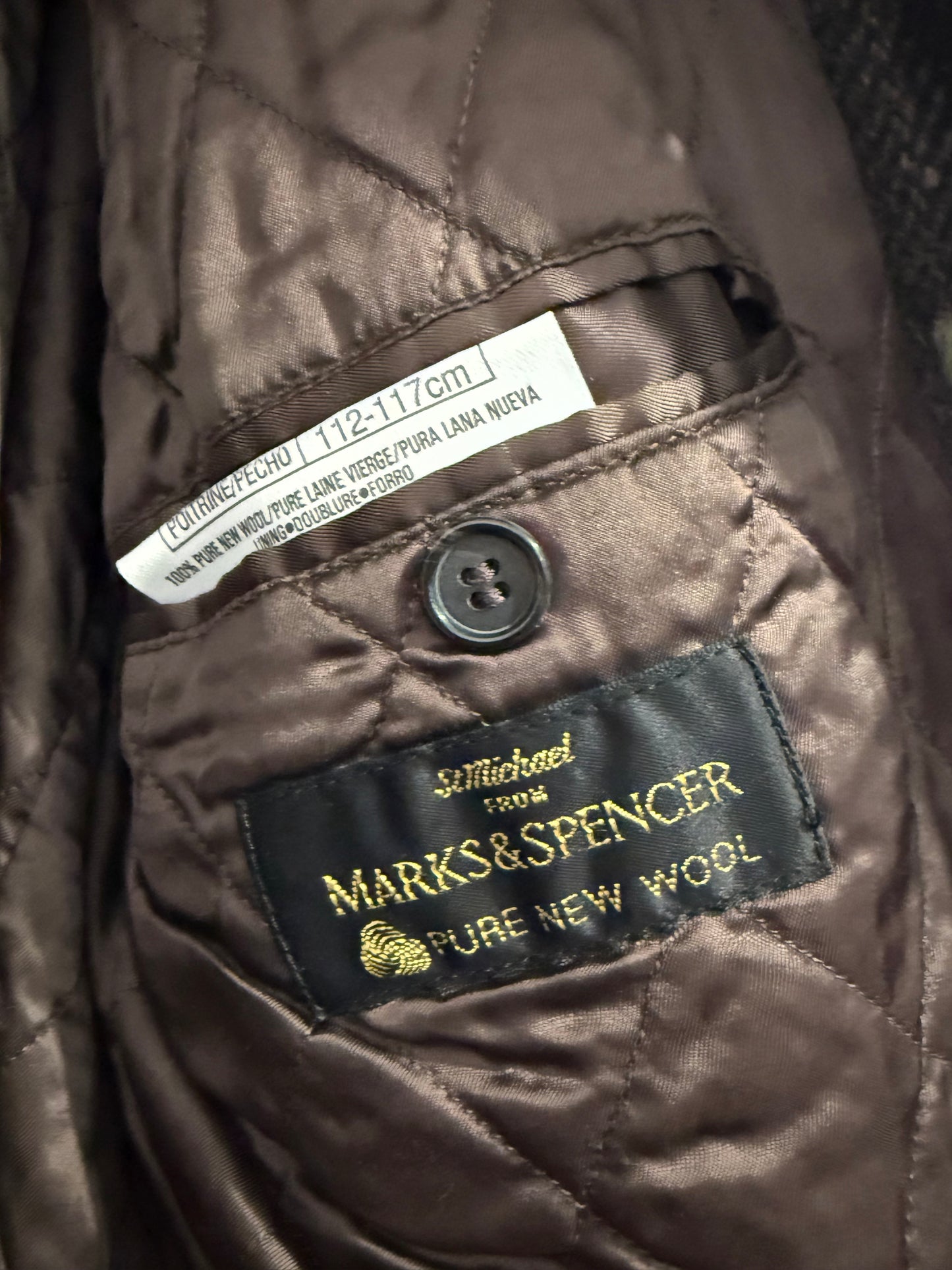 Vintage 90s St Michael’s Tweed Wool Pea Coat. Outdoors Jacket. Country. Size XL