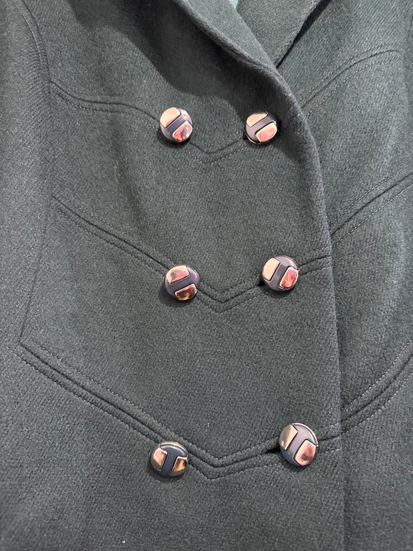 Vintage 60s Wool double breasted Pea Coat. Teal. Free sizing.