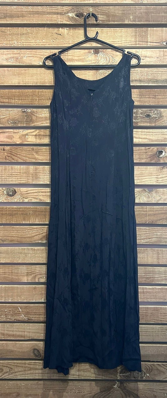 Vintage 90s Monsoon silk floral maxi dress. Grunge/ goth. Size 10