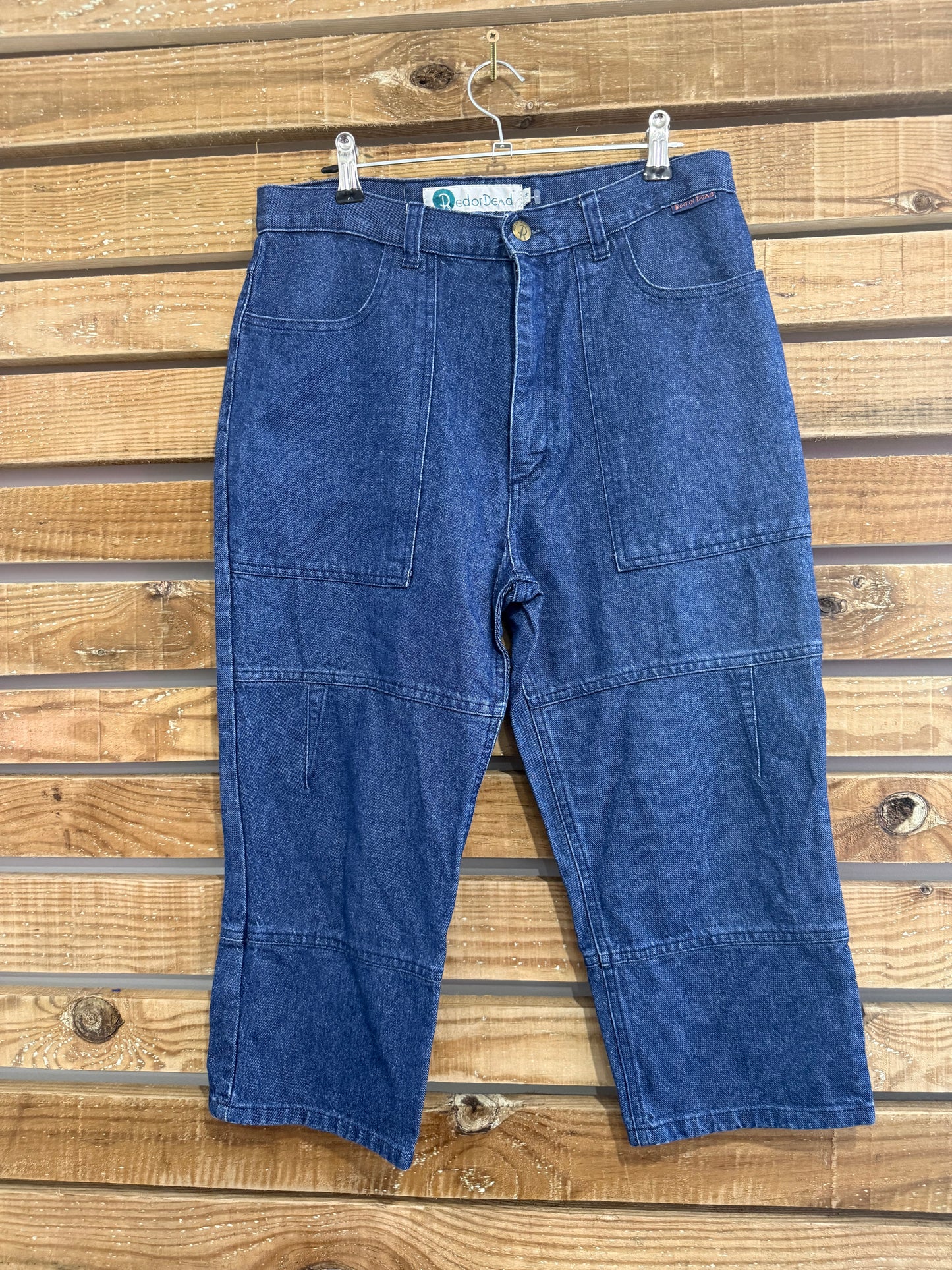 Vintage 90s Red or Dead denim shorts/ Jorts. Medium. 30” waist.