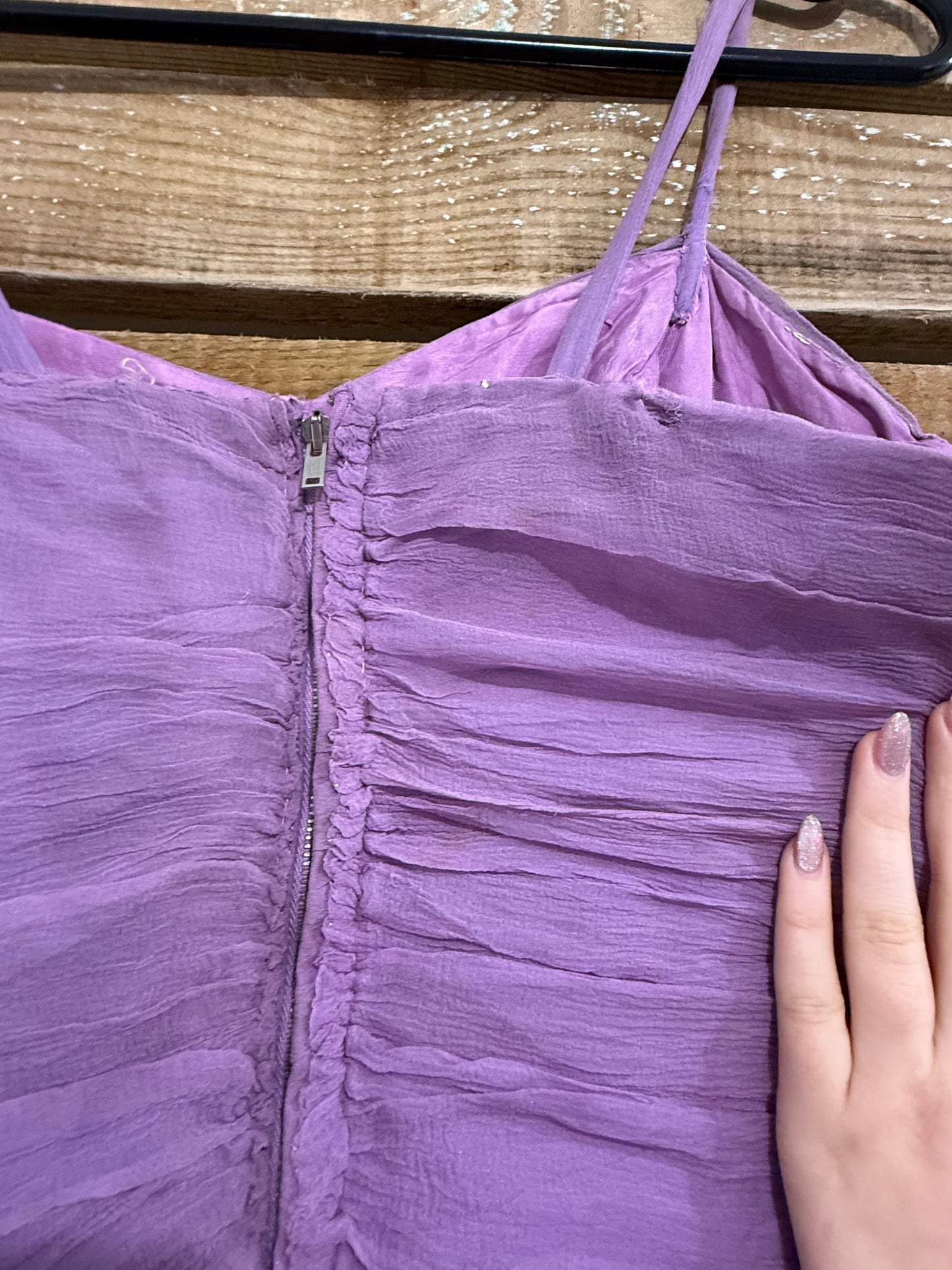 Vintage original 50s dress. Lilac silk crepe. Prom/ evening/ party