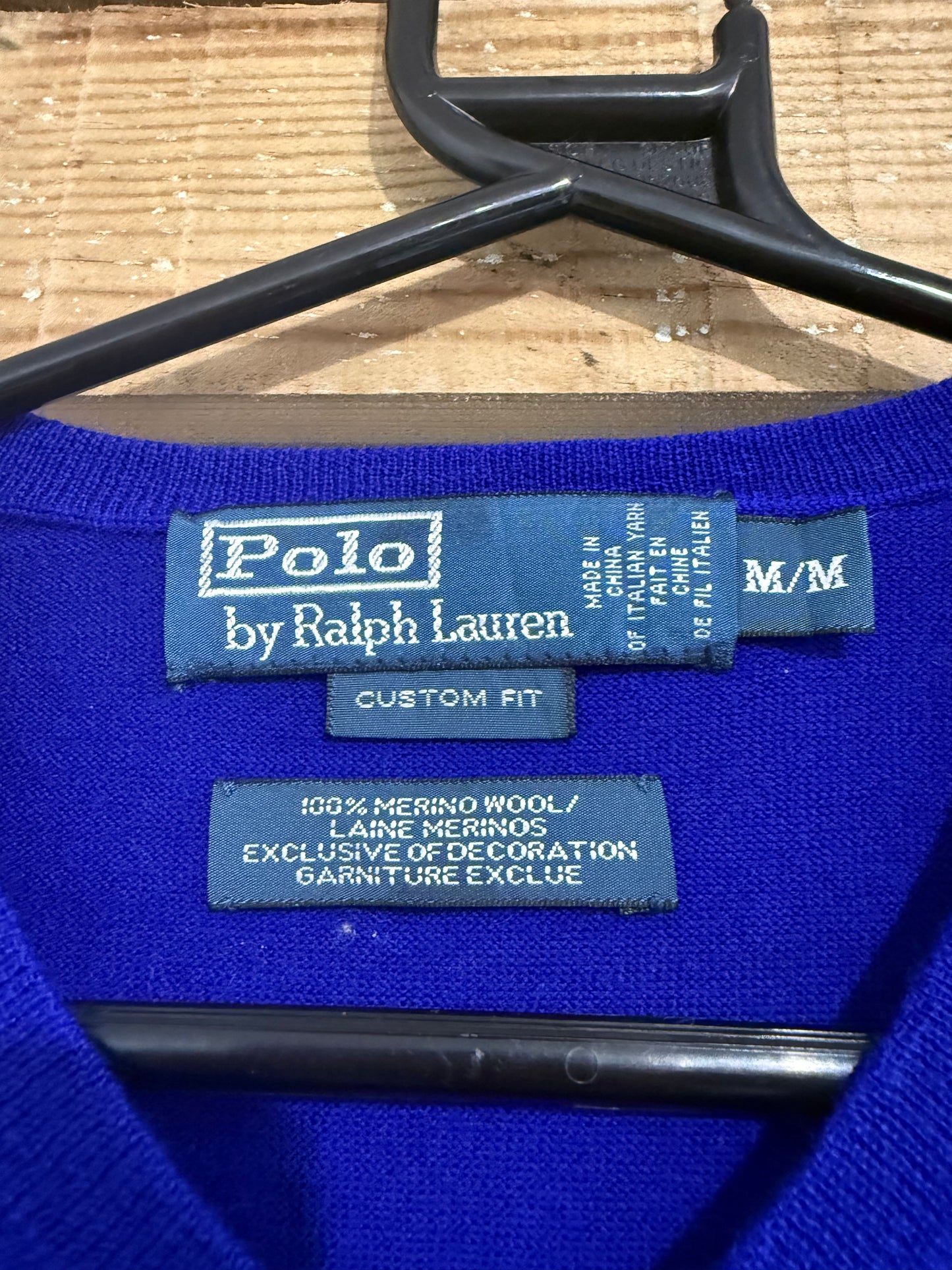 Vintage 90s Ralph Lauren V Neck jumper/ sweater. Blue. Wool. Size medium.
