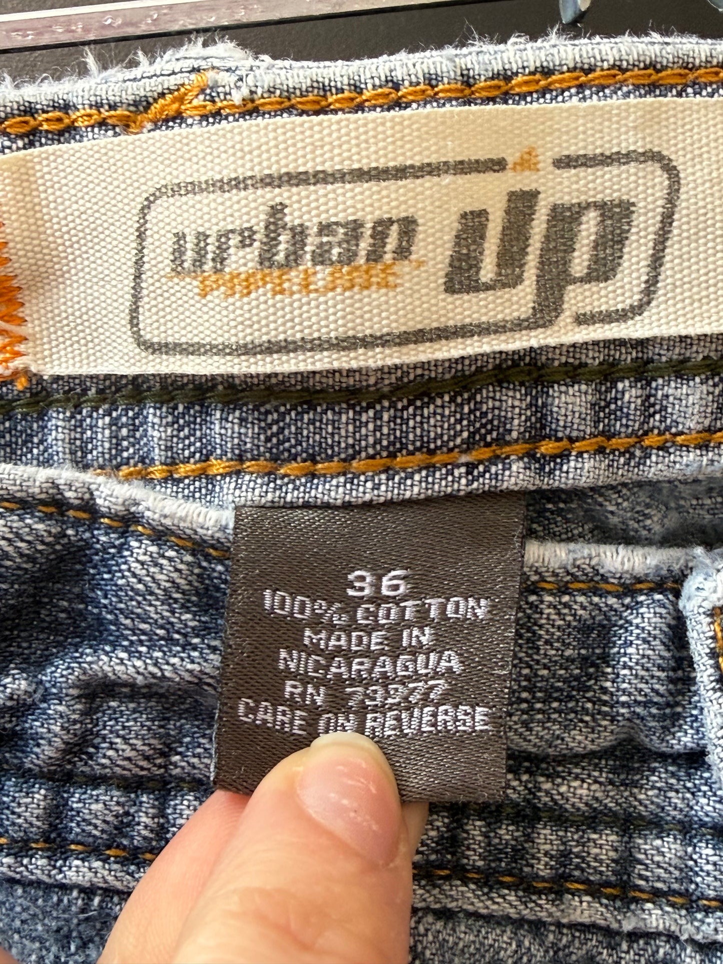 Vintage 90s Up Carpenter blue denim shorts. Jorts. Baggy/ skater. Waist 36”