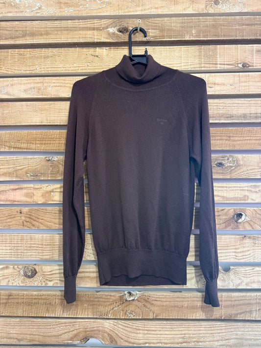 Vintage Y2K Barbour roll neck/ turtle neck logo wool jumper. Size 12.