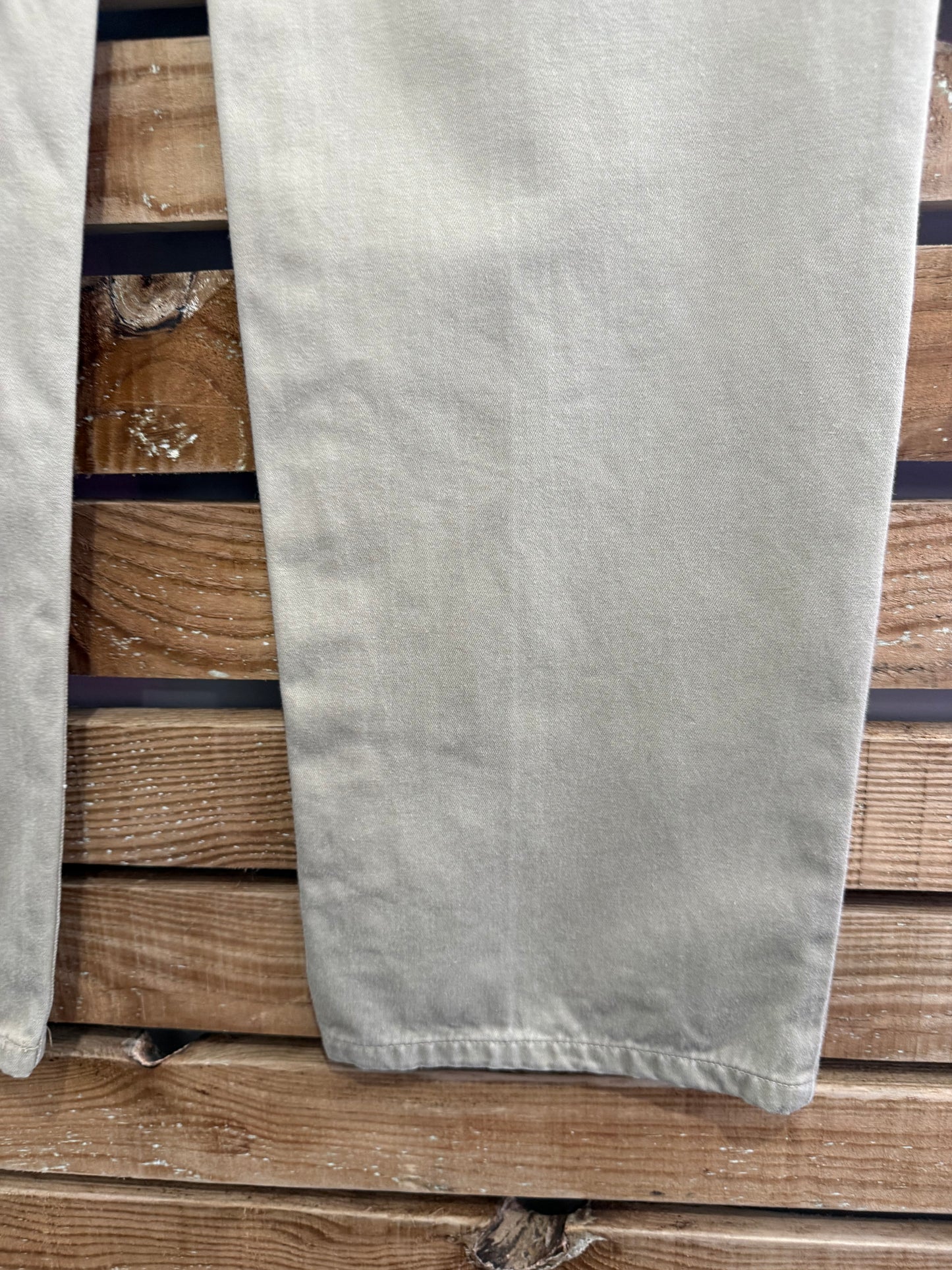 Vintage 90s Yves Saint Laurent (YSL) beige pants/ trousers. Jean style. 36” waist, 31.5” leg.