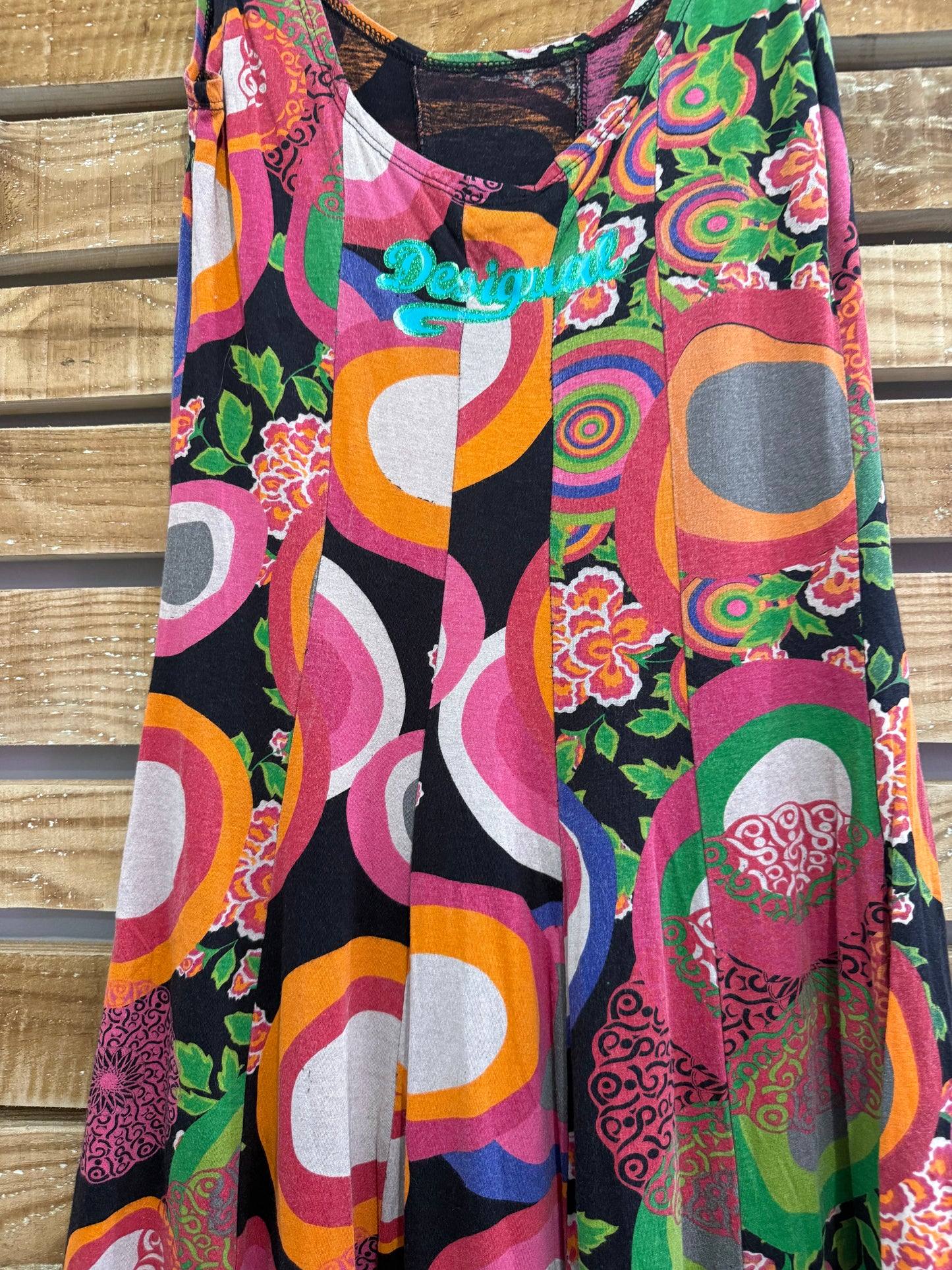 Vintage Y2K Desigual pattern skater mini dress. Summer/ boho/ festival. Size 8.