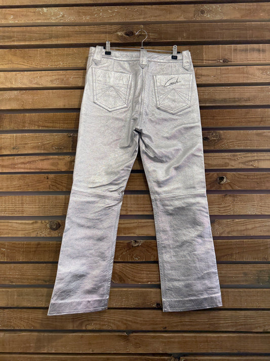 Coach silver metallic leather lambskin pants/ trousers. 32” waist. UK12