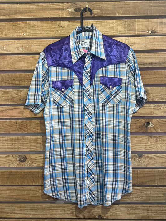 Vintage 80s Johnny West Cowboy Western Shirt. Rockabilly. 50s style. Size Medium.