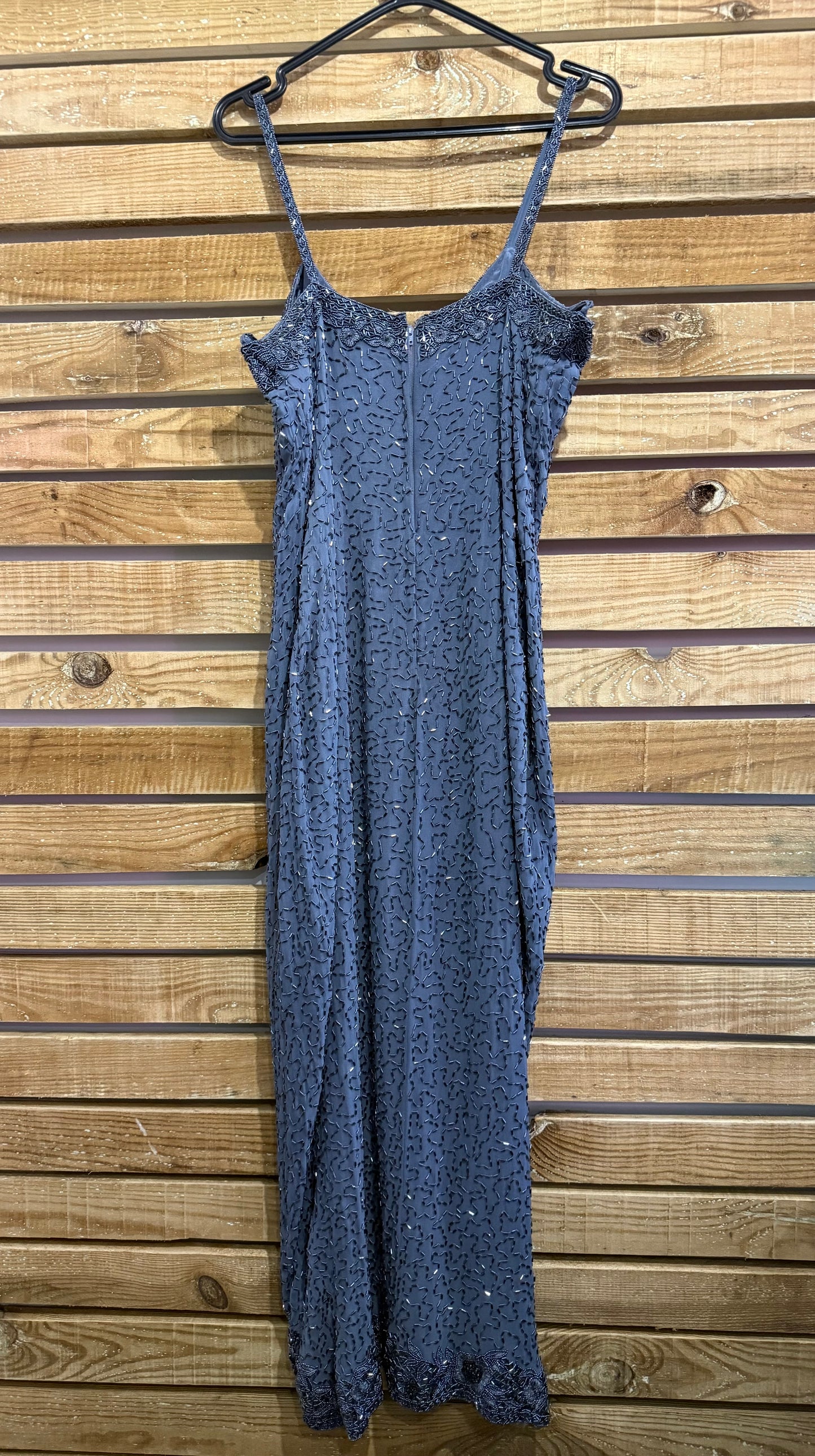 Vintage 80s sequin long maxi dress with front split. Party/ Christmas/ New Year/ Festival. Size 14