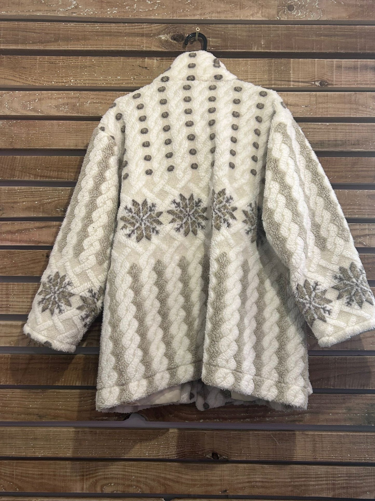 Vintage 90s Zepla patterned fleece Coat & headband. Size Large. Ski/ winter.