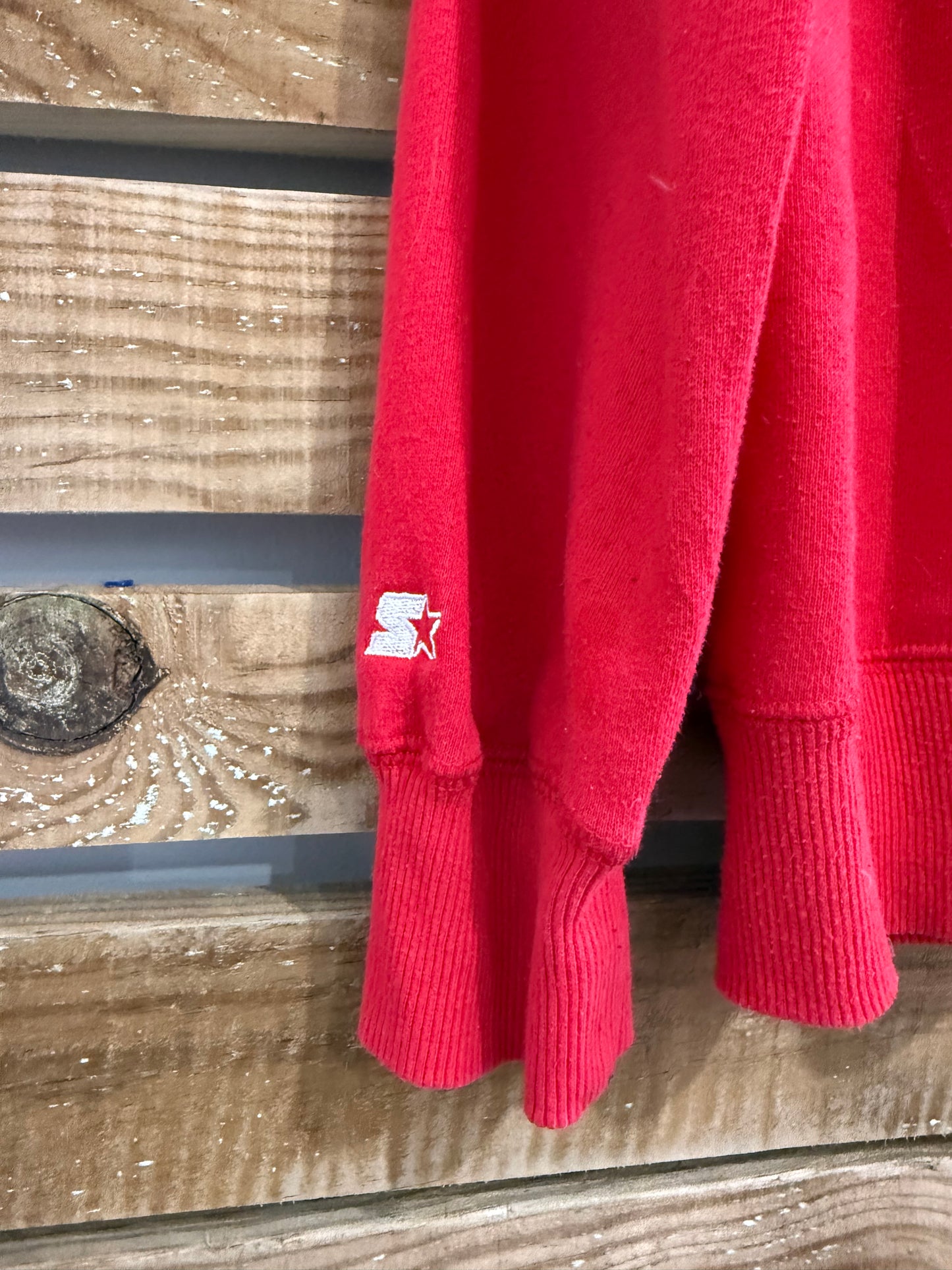 Vintage Y2K Starter Spell-out hoodie/ hooded sweater. USA/ American. Red. Size Medium.