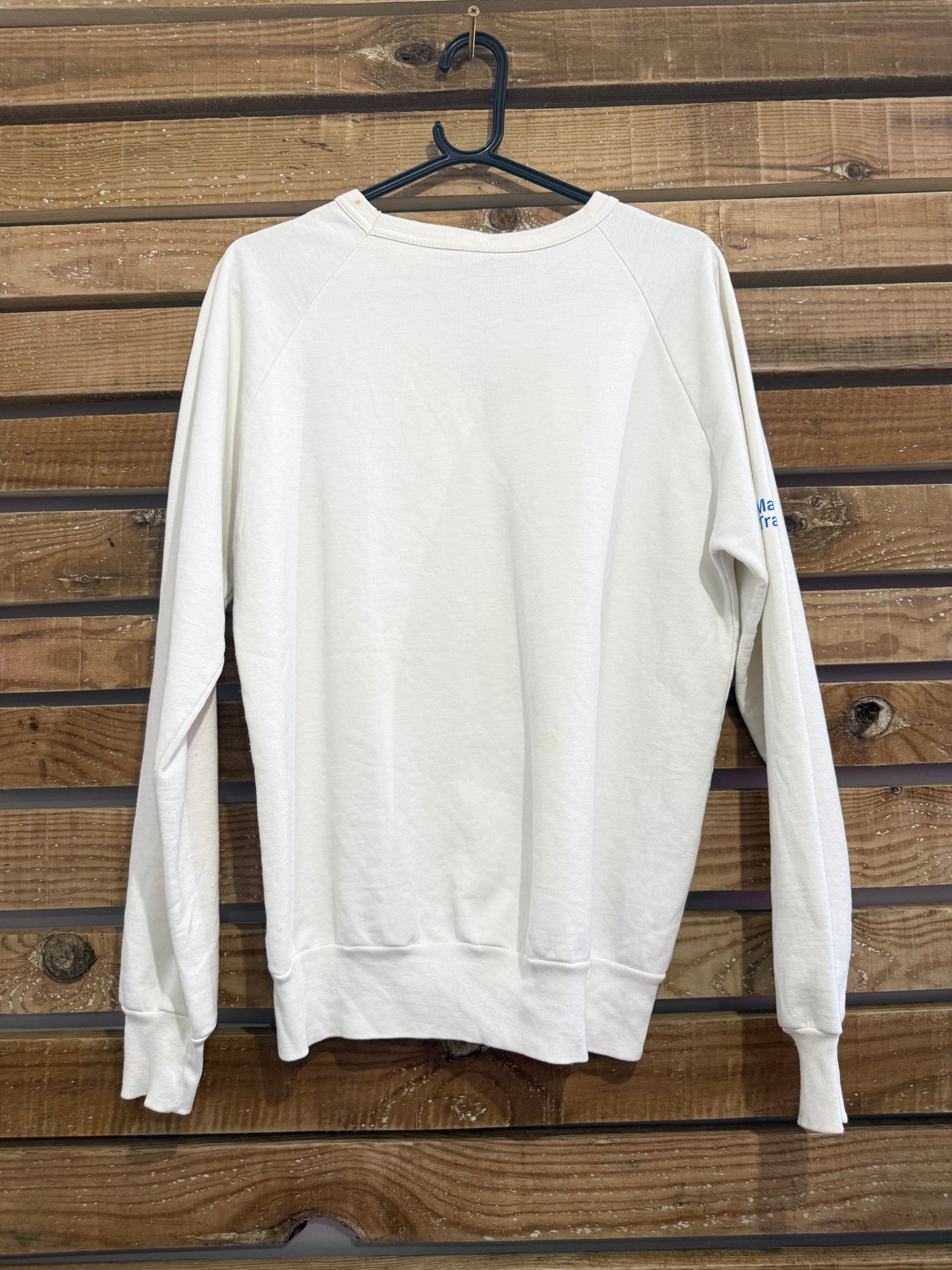 Vintage 80s Marlin Travel American USA white sweater/ sweatshirt. Size Medium.