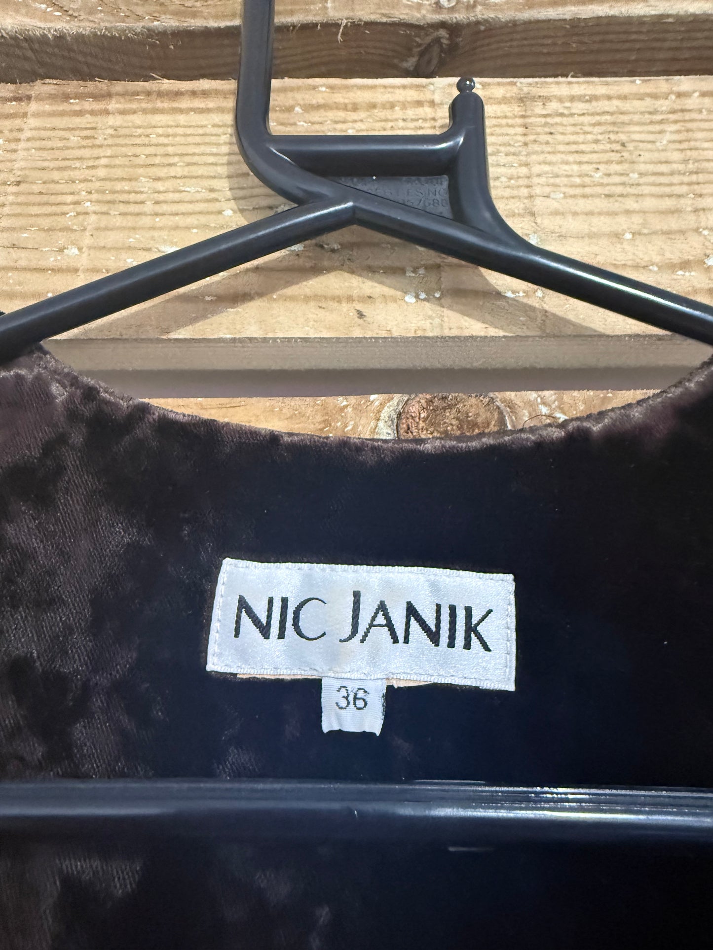 Vintage Y2K Nic Janik velvet zipped front sheath dress. Evening. Size UK8-10