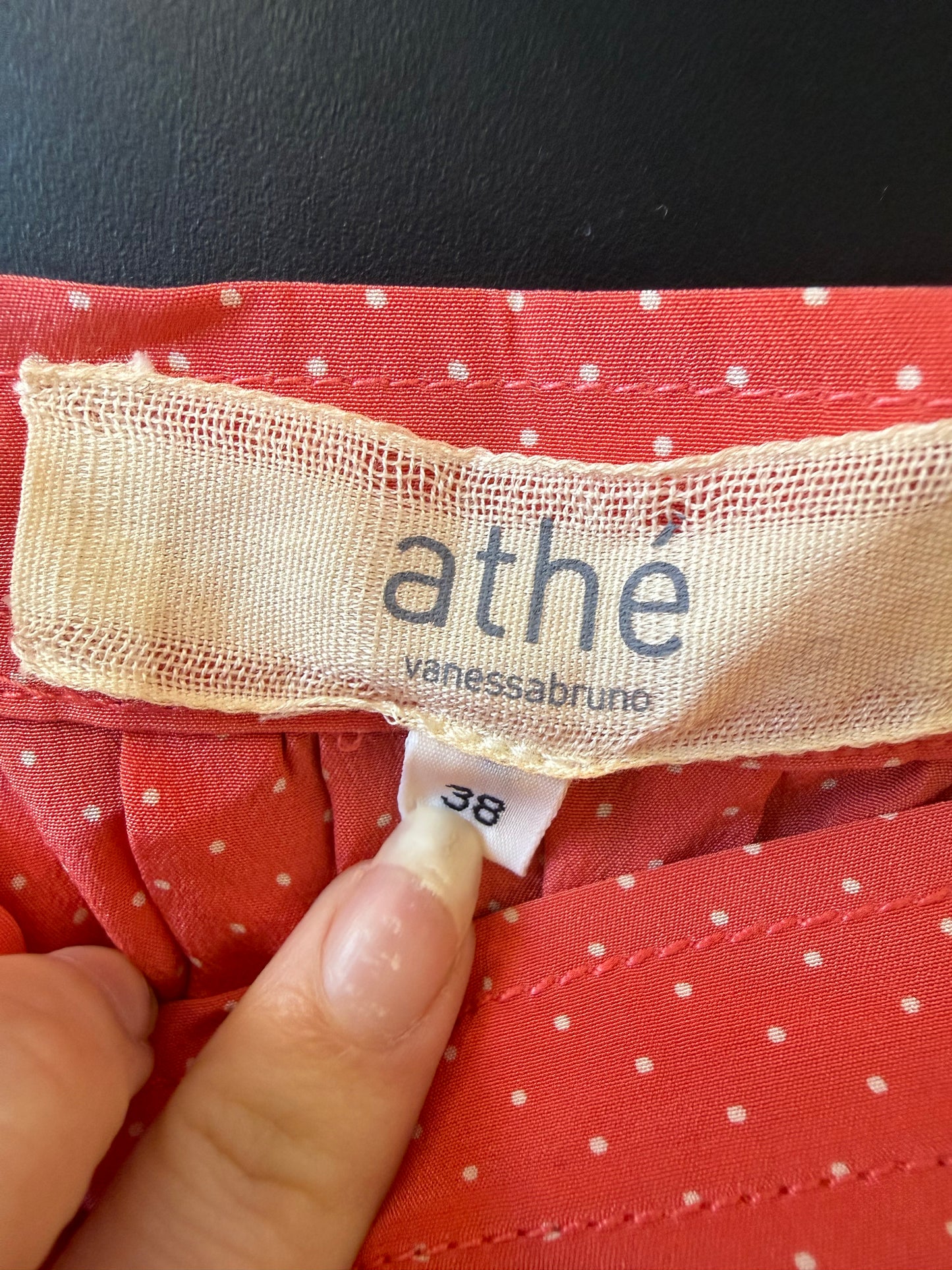 Vanessa Bruno Athé mini skirt. Silk. Colourblock/ polka dots. Size 8. Summer.