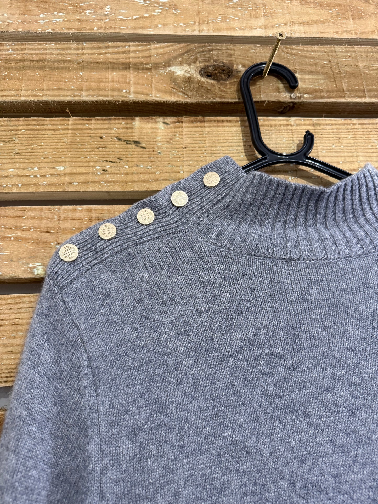 Maje Rachir Cashmere-Blend Turtleneck Midi Dress. Knitted jumper dress. Grey.