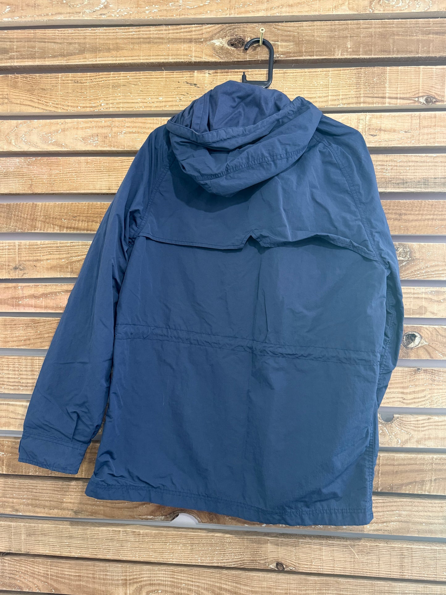 Vintage Y2K Lyle & Scott hooded parka jacket. Navy blue. Size large.