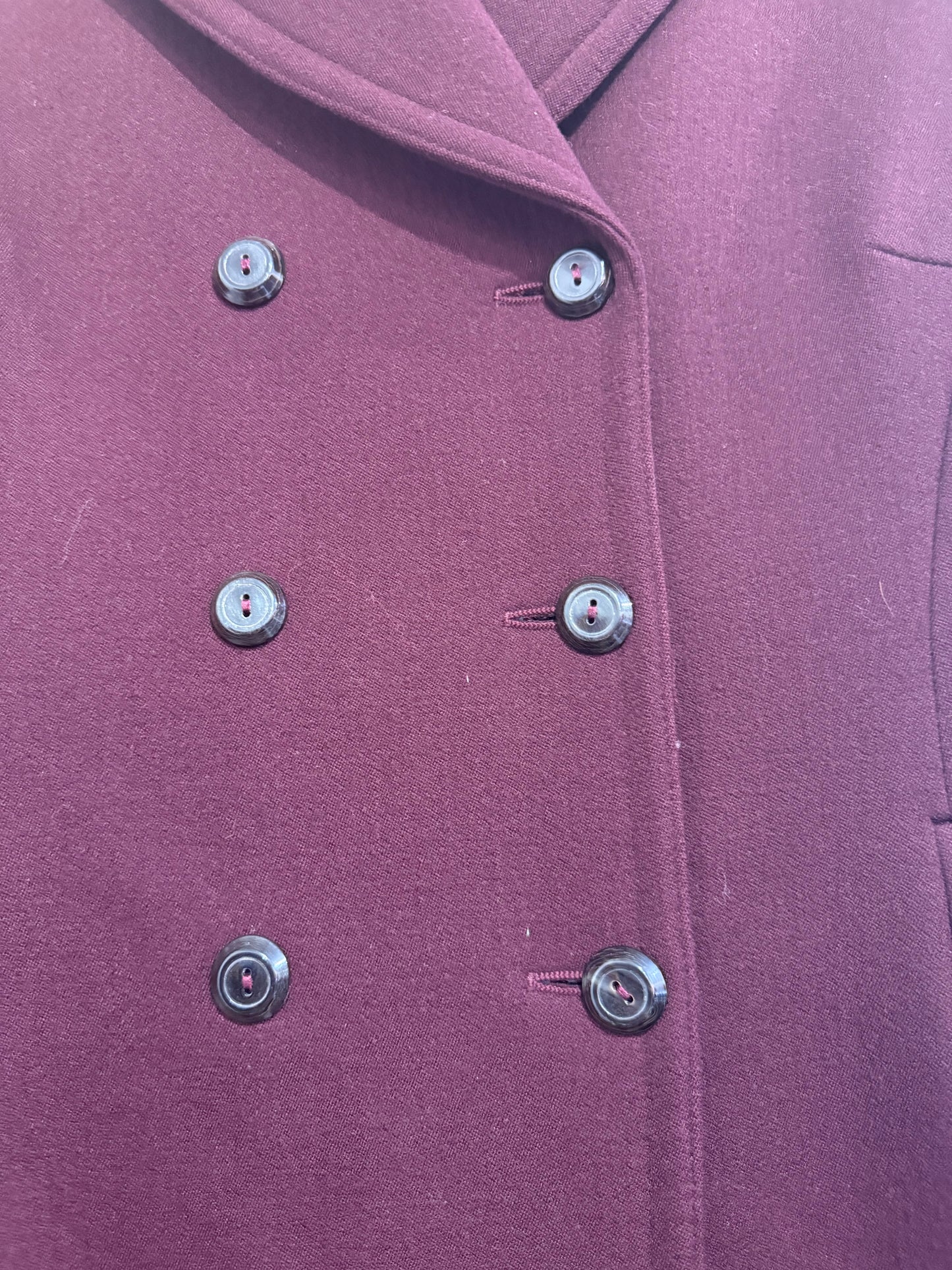Vintage Maska Double breasted wool burgundy Coat. 42. Up to a size UK14