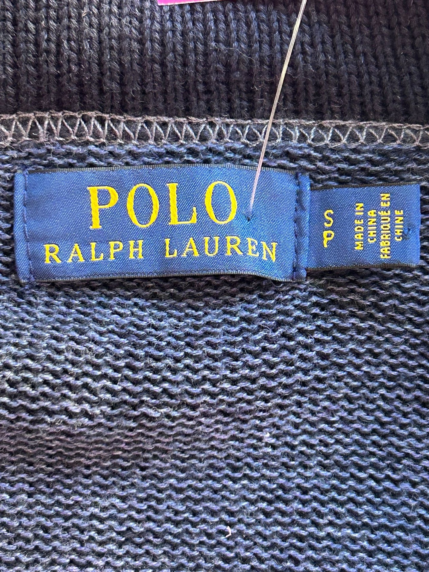 Vintage 90s Ralph Lauren Varsity knitted cardigan. Blue. Size Small.