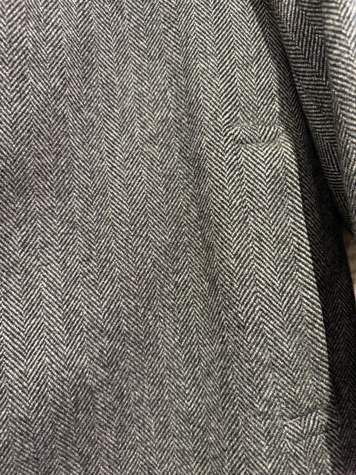 Vintage 80s herringbone wool overcoat. Size Large.