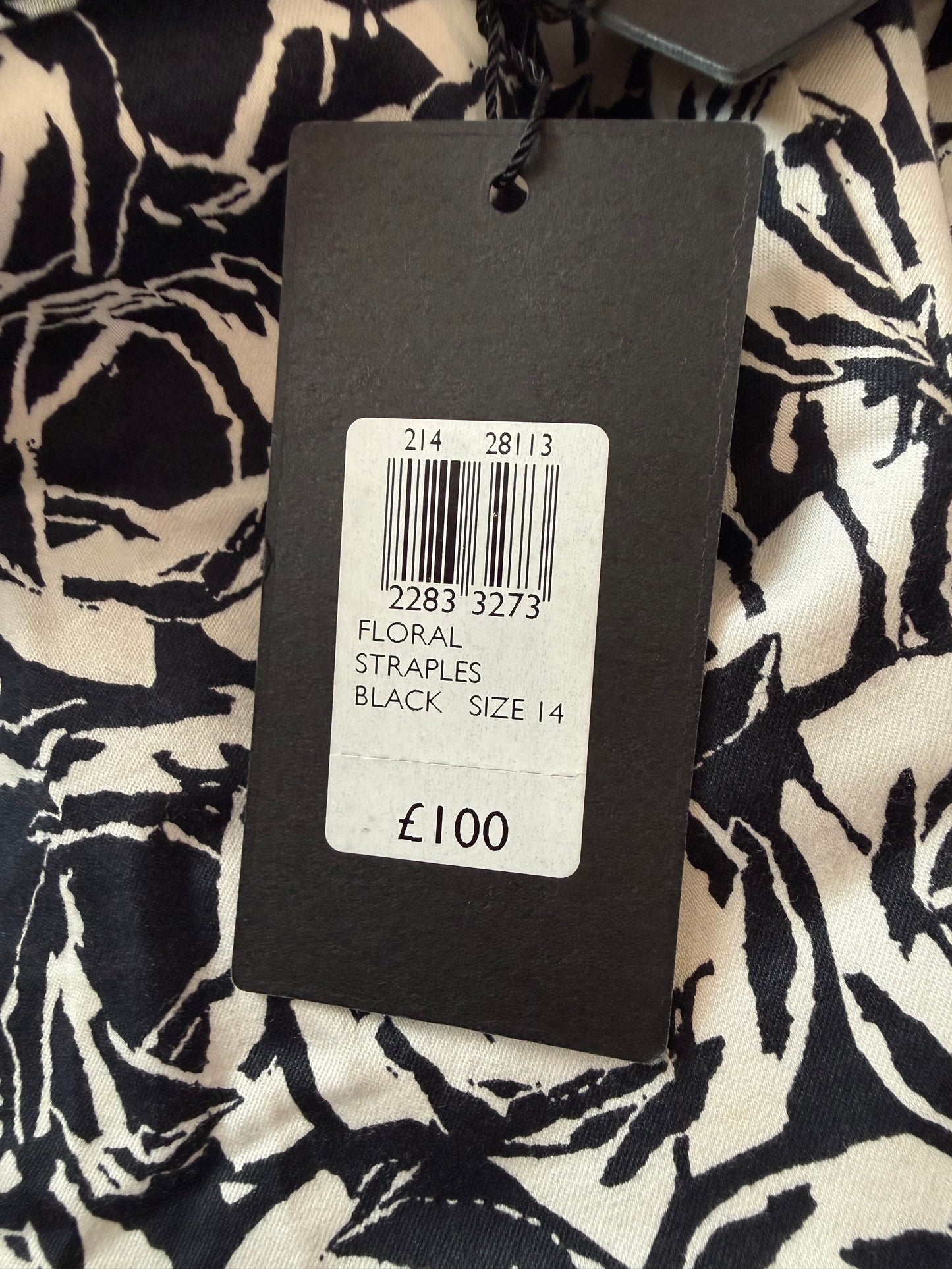 BNWT John Lewis strapless circle swing dress, 50s style. Size 12. Wedding/ summer.