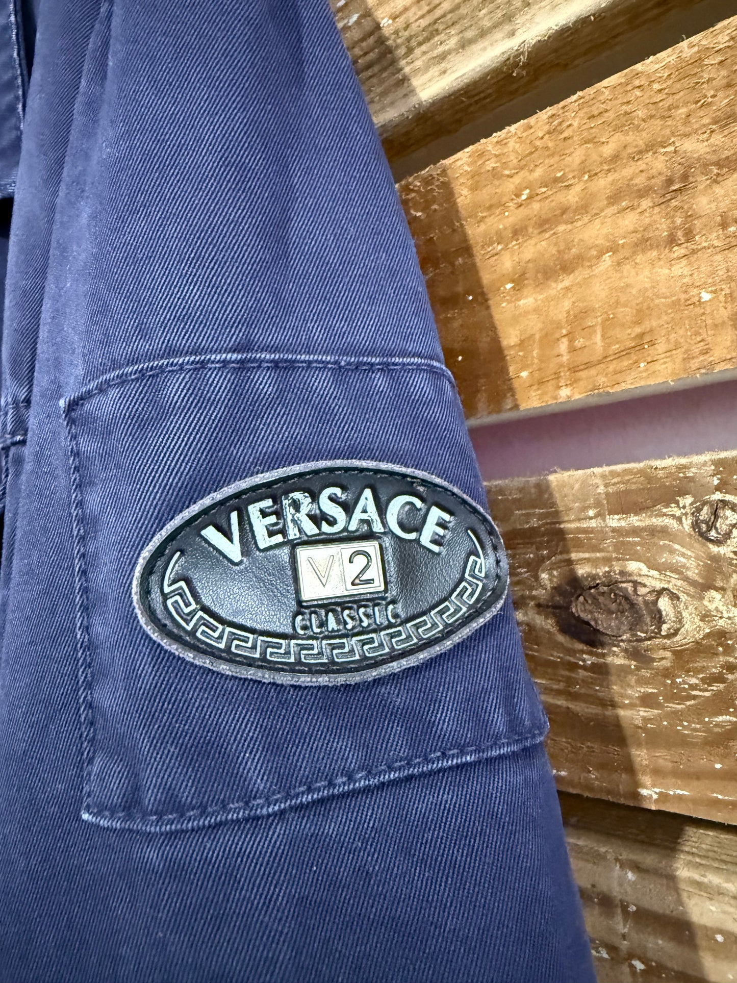 Vintage 90s RARE Versace Classic V2 Medusa  denim jacket. Size Large.