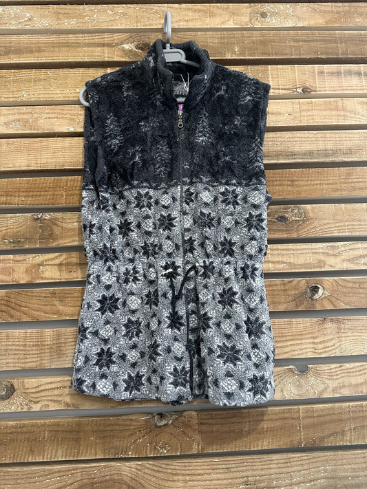 Vintage 90s patterned grey fleece. Zip up gilet/ sleeveless. Size medium.