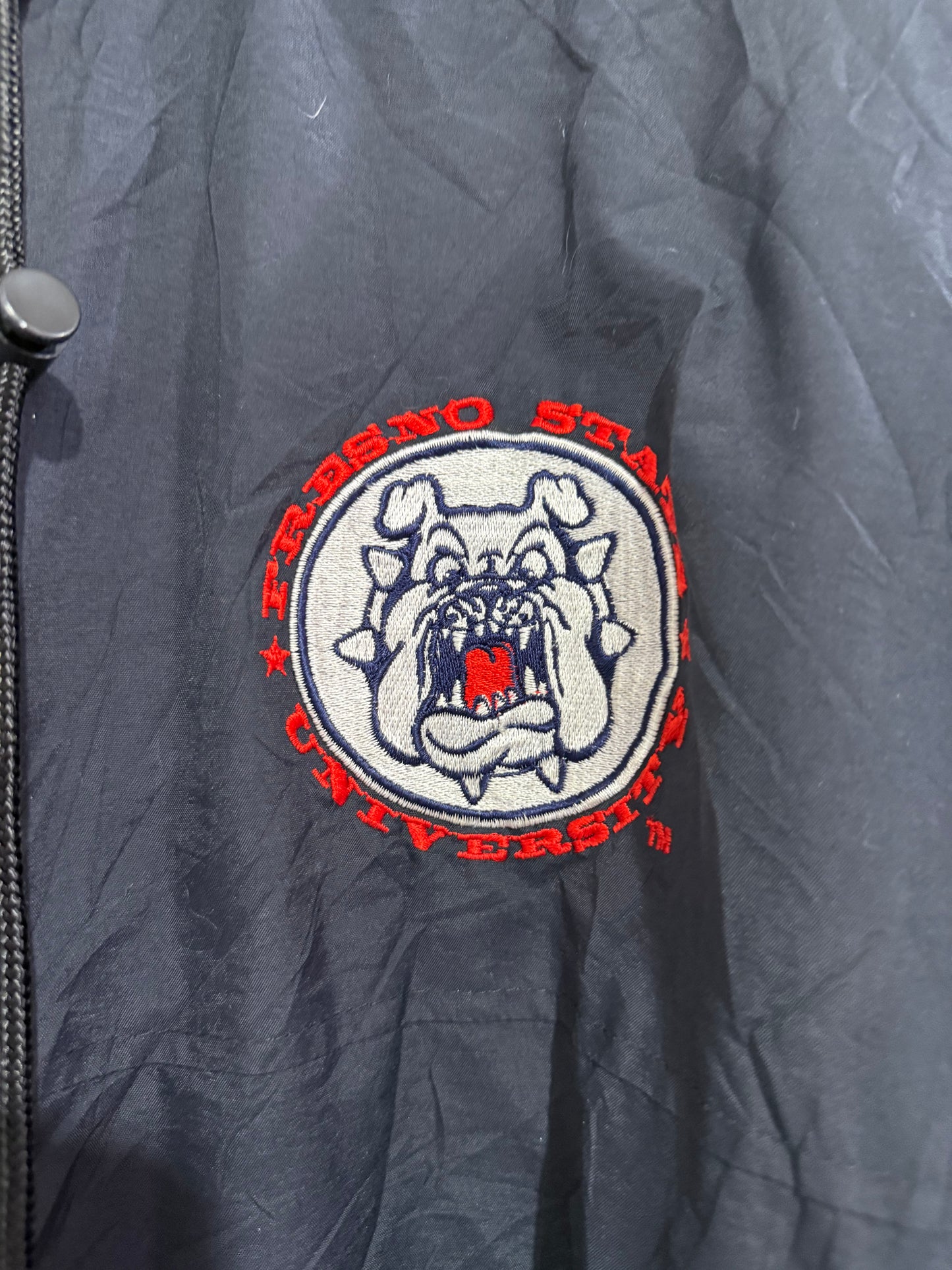 Vintage 90s Starter Fresno State University NCAA hooded 1/4 zip sports Starter jacket. XL