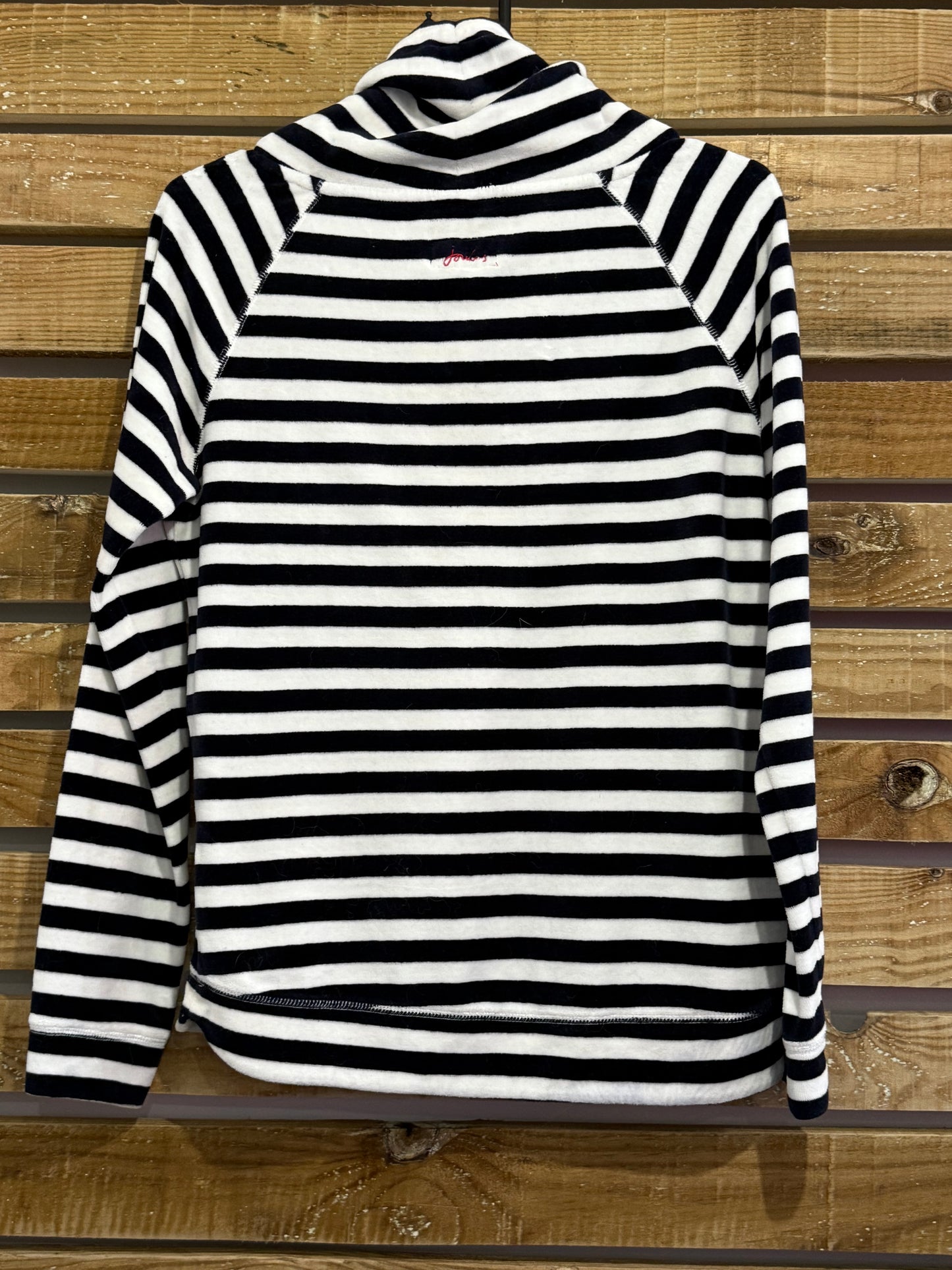 Joules velour striped funnel neck jumper/ top. Size UK10