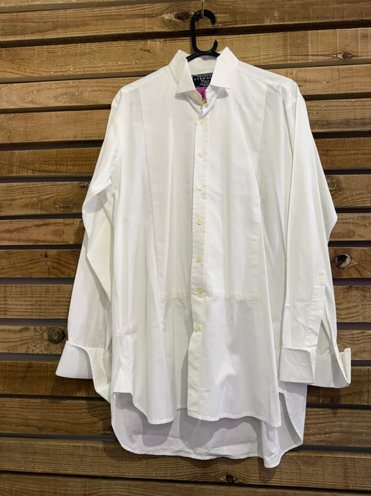 Charles Tyrwhitt Premium white Dress Shirt - French Cuffs, Size 16” collar. Size Large. Black tie.