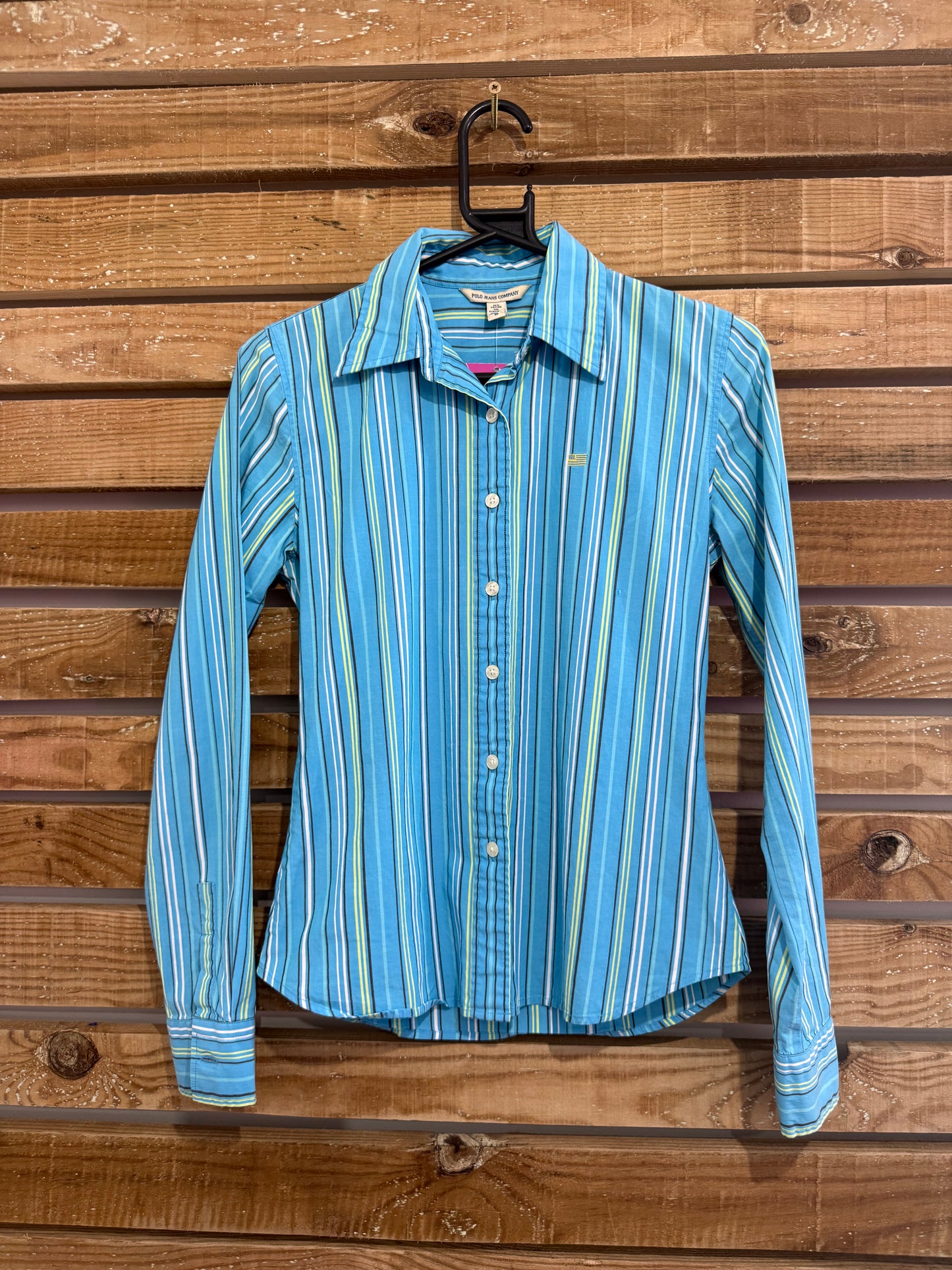 Vintage Y2K Ralph Lauren stripe button up blouse/ shirt. Size Small.