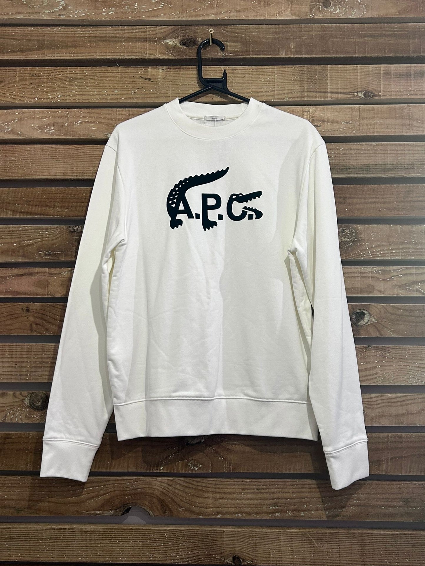 Lacoste APC  logo sweater/sweatshirt. Size Small. White.