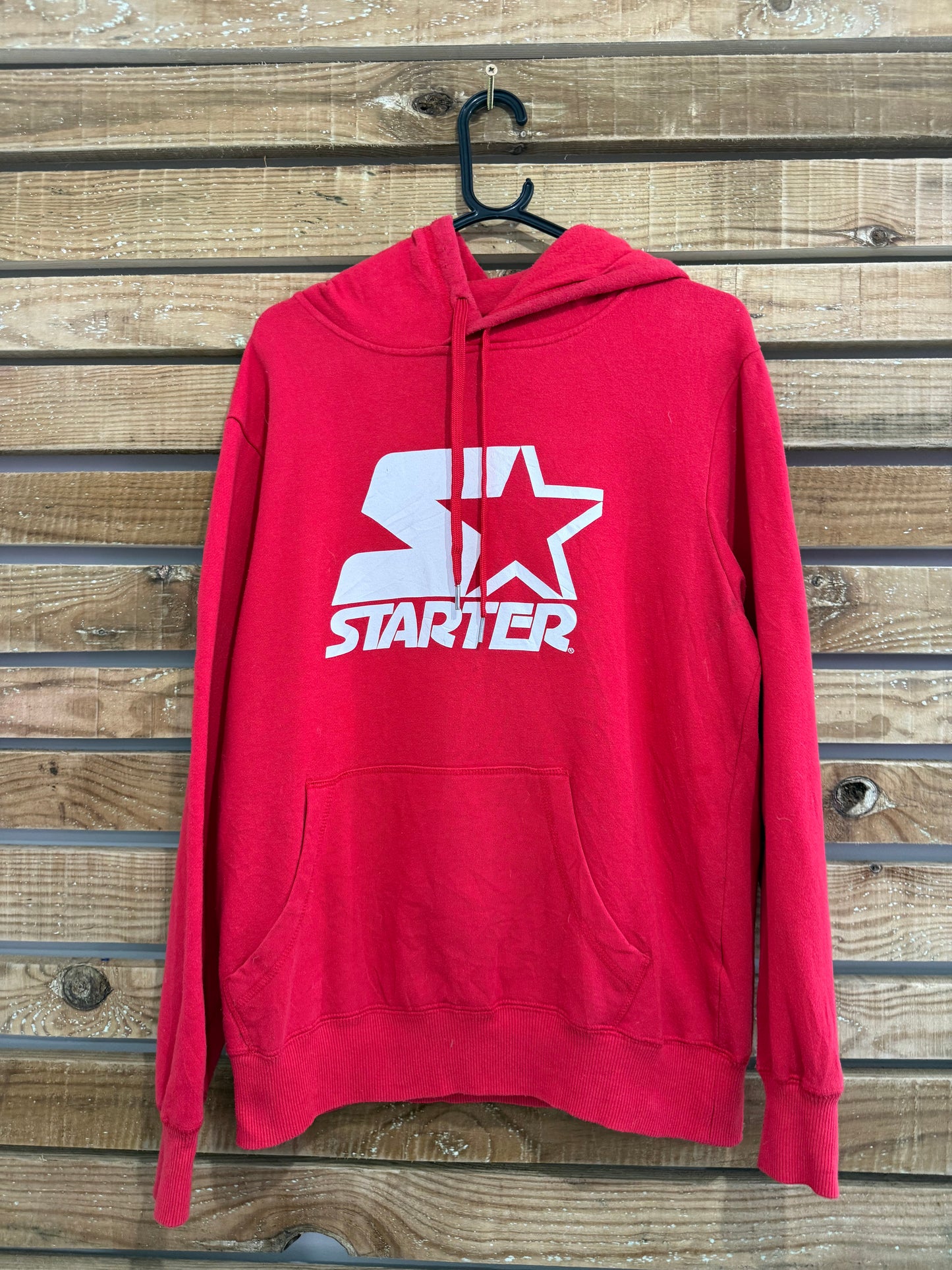 Vintage Y2K Starter Spell-out hoodie/ hooded sweater. USA/ American. Red. Size Medium.