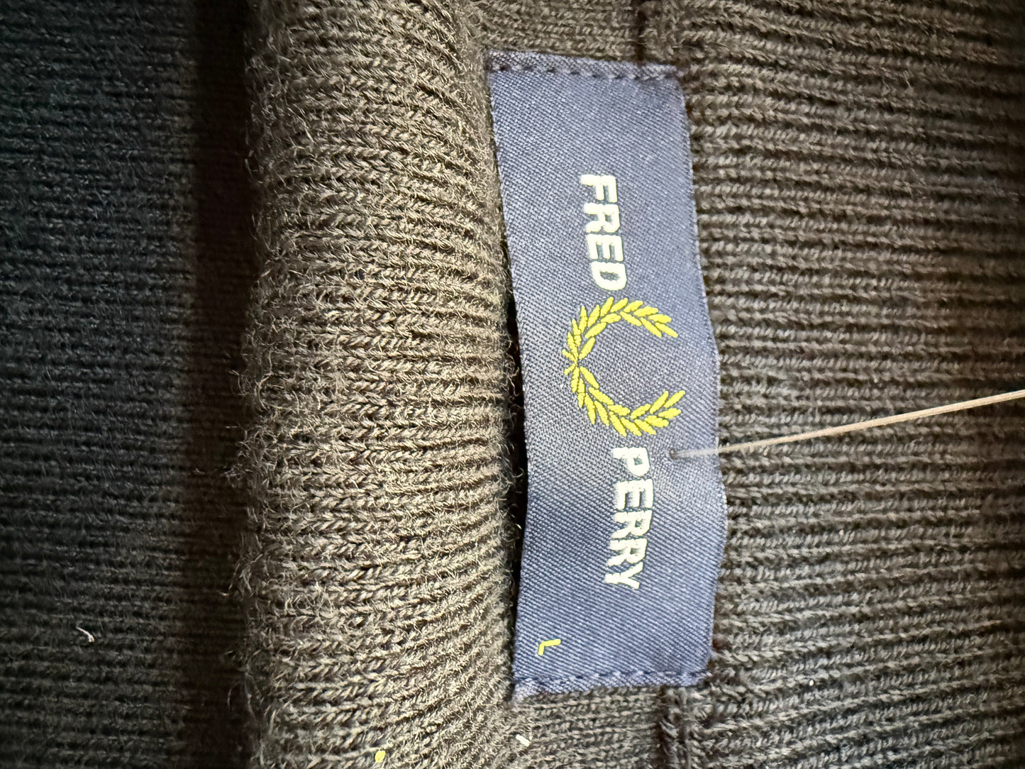 Vintage 90s Fred Perry zip up knit cardigan/ jumper. Black. Size Large.