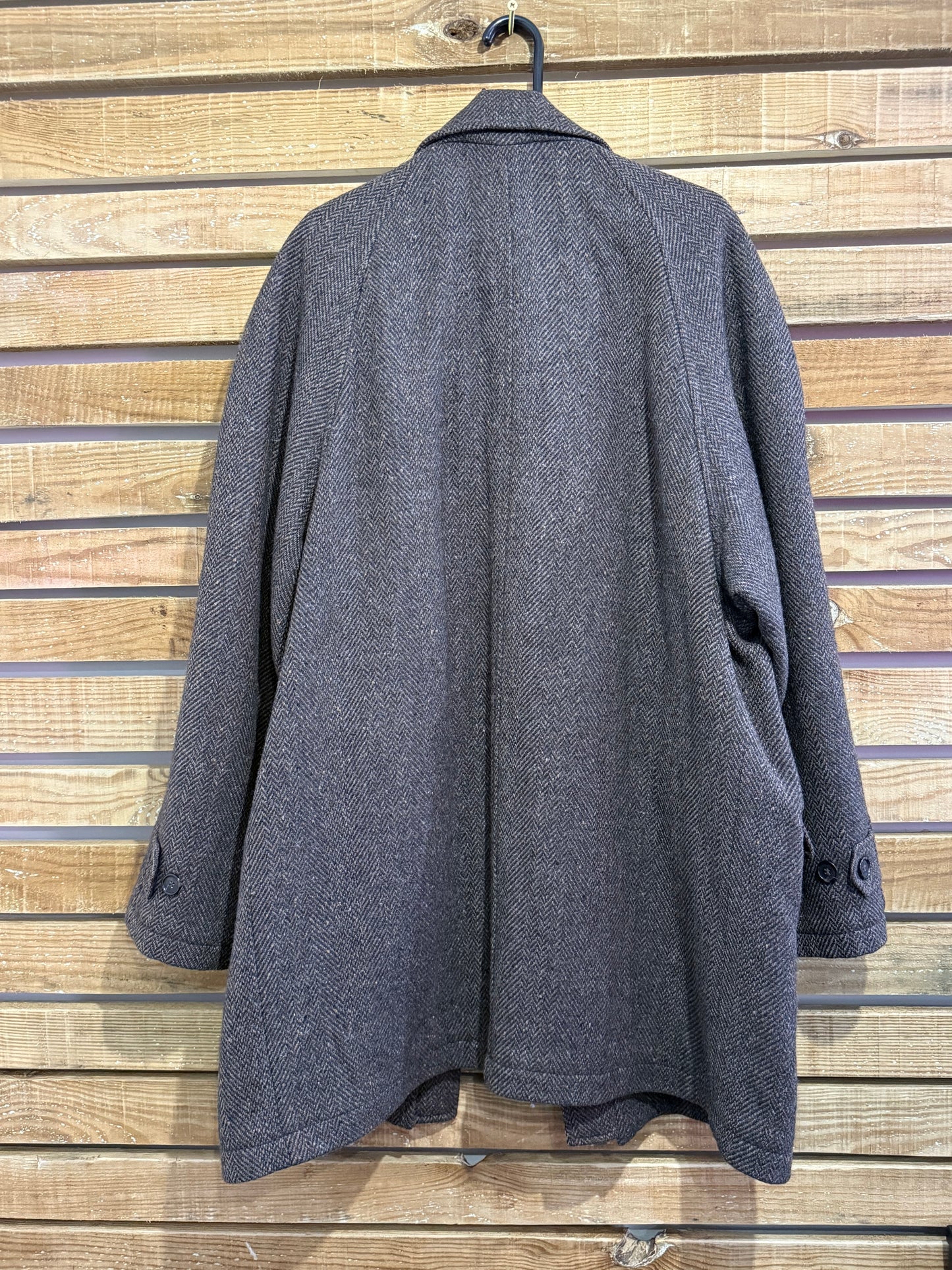 Vintage 90s St Michael’s Tweed Wool Pea Coat. Outdoors Jacket. Country. Size XL