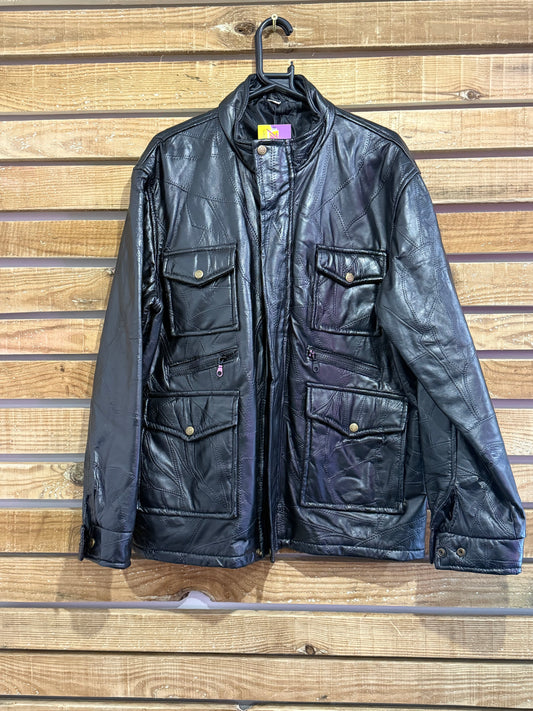 Vintage 90s leather jacket. Black. Size XL.