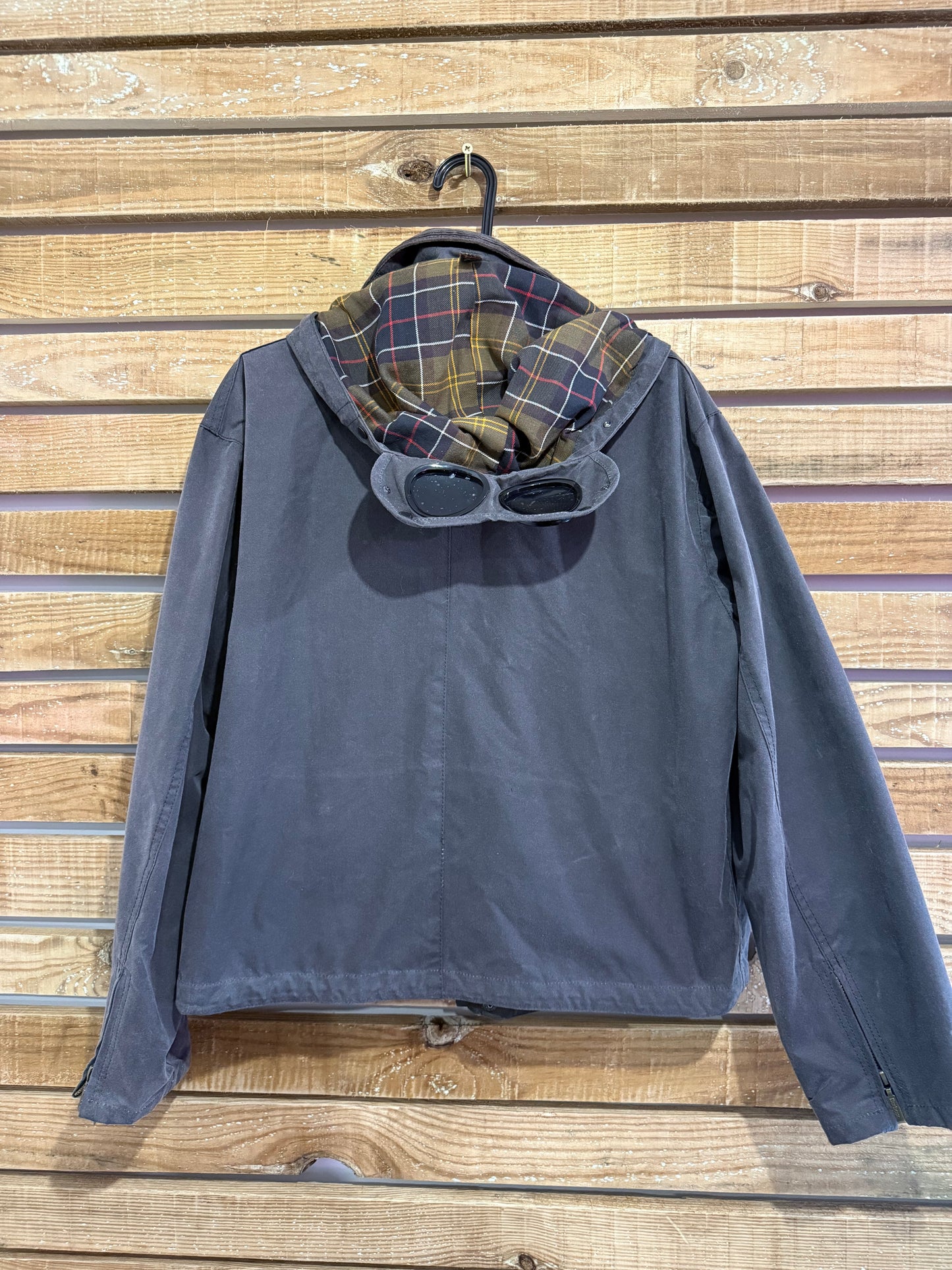 Barbour x C.P. Company 500 Miglia multi-pocket waxed jacket. RARE. Goggles. Charcoal.