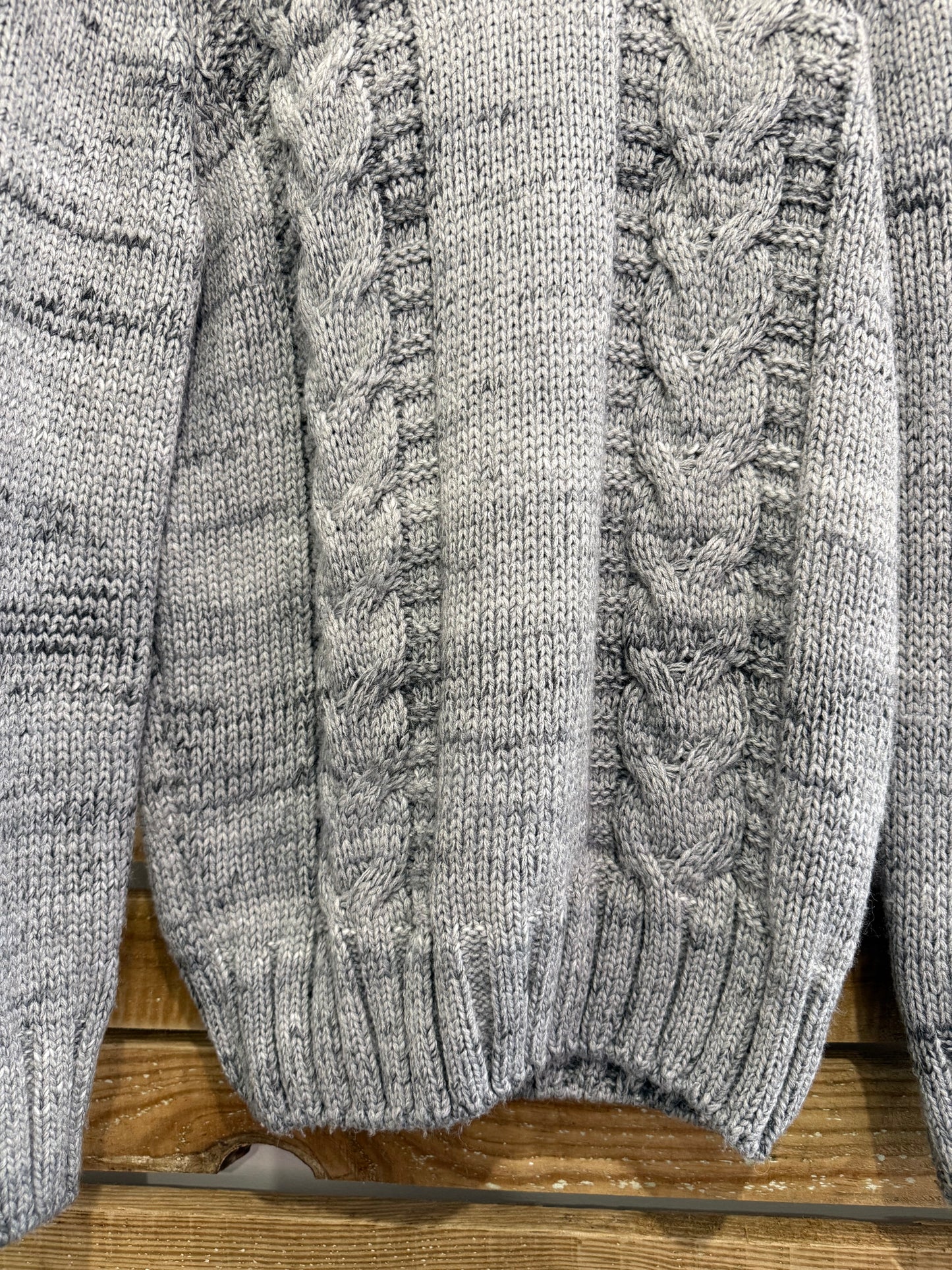 Vintage Y2K Leif Nelson knitted hoodie/ hooded sweater. Grey. Size Large.