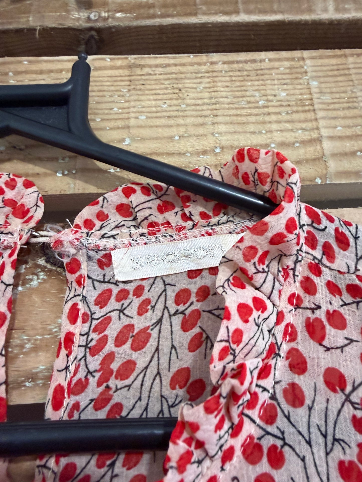 Red berry ruffled high neck top. Size Small. Boho/ summer.